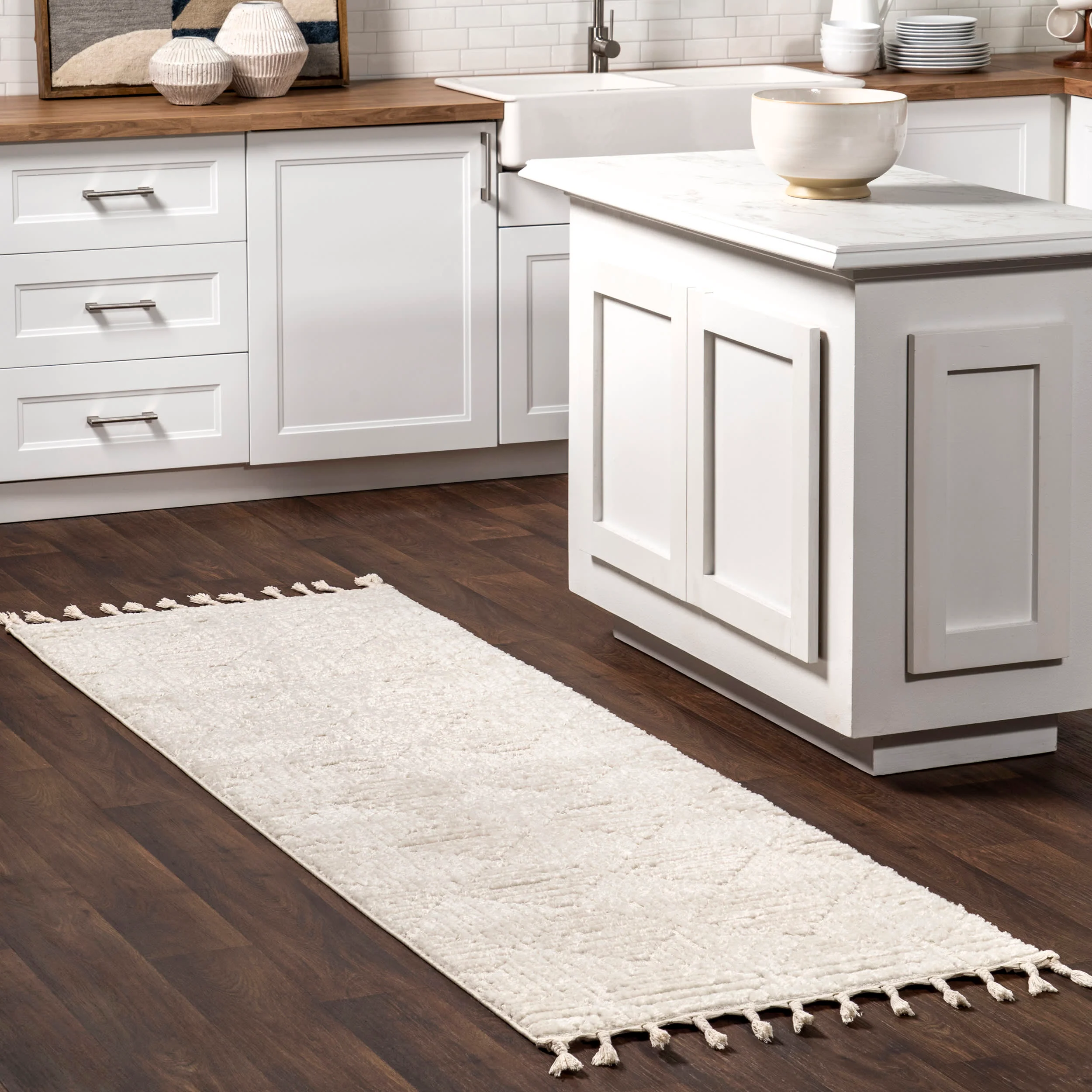 Shafali Tiled Trellis Rug | Cream - Image 2