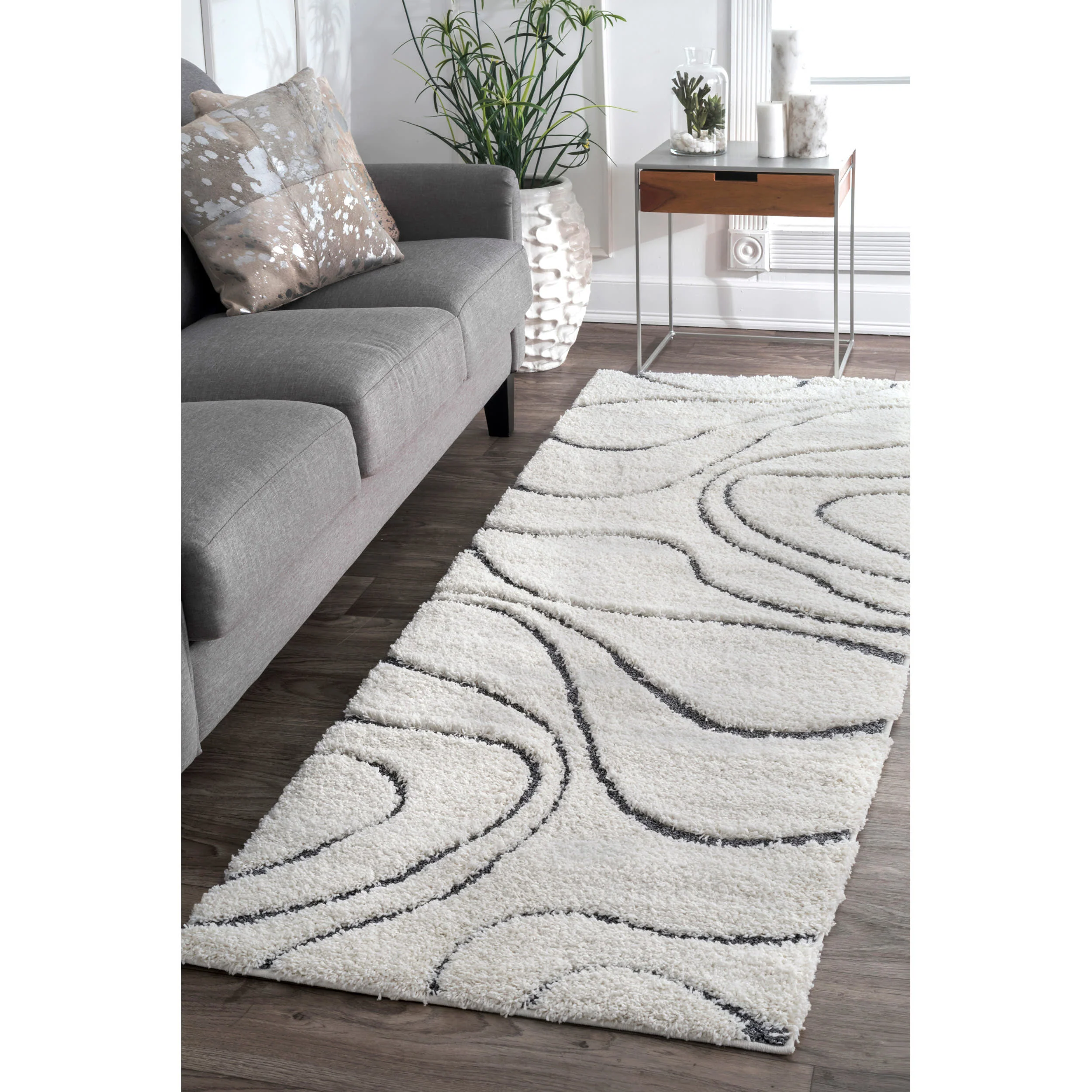 Shaggy Curves Rug | Beige - Image 2