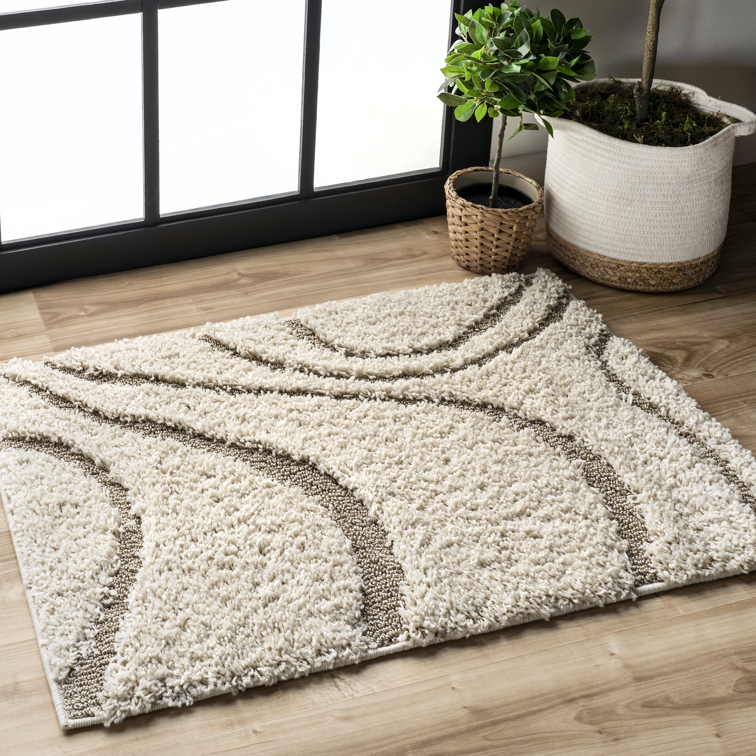 Shaggy Curves Rug | Cream - Image 9