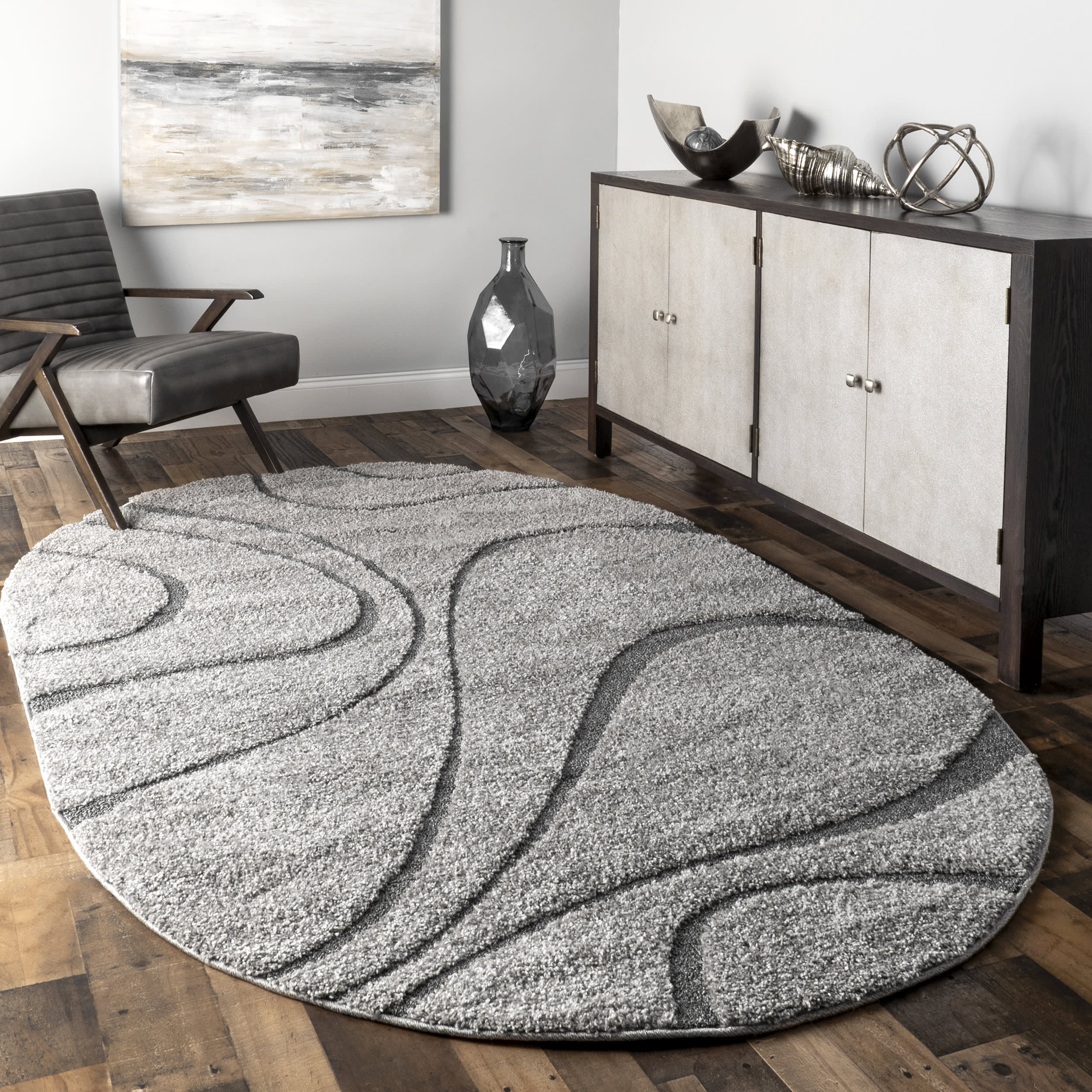 Shaggy Curves Rug | Dark Grey - Image 2