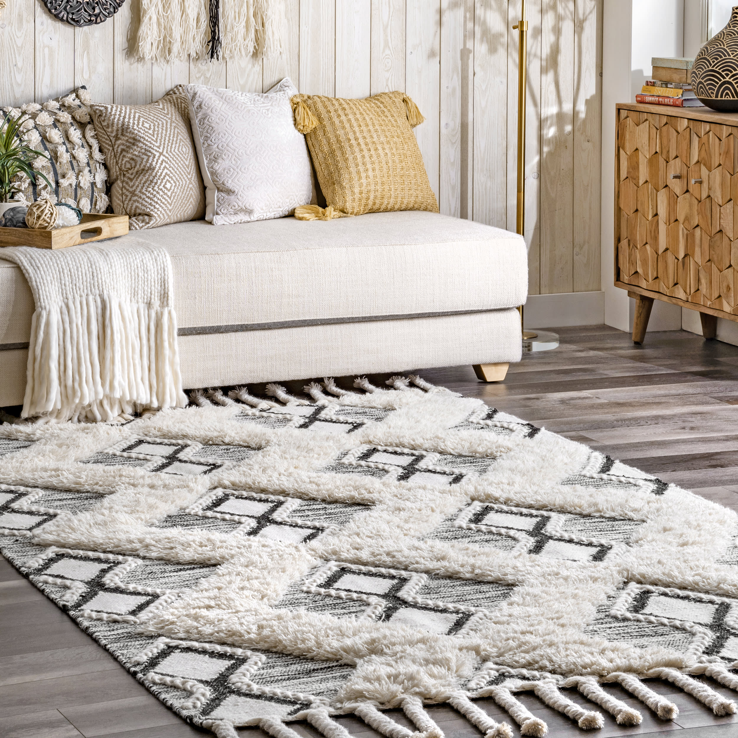 Shaggy Helix Diamonds Rug | Grey - Image 2