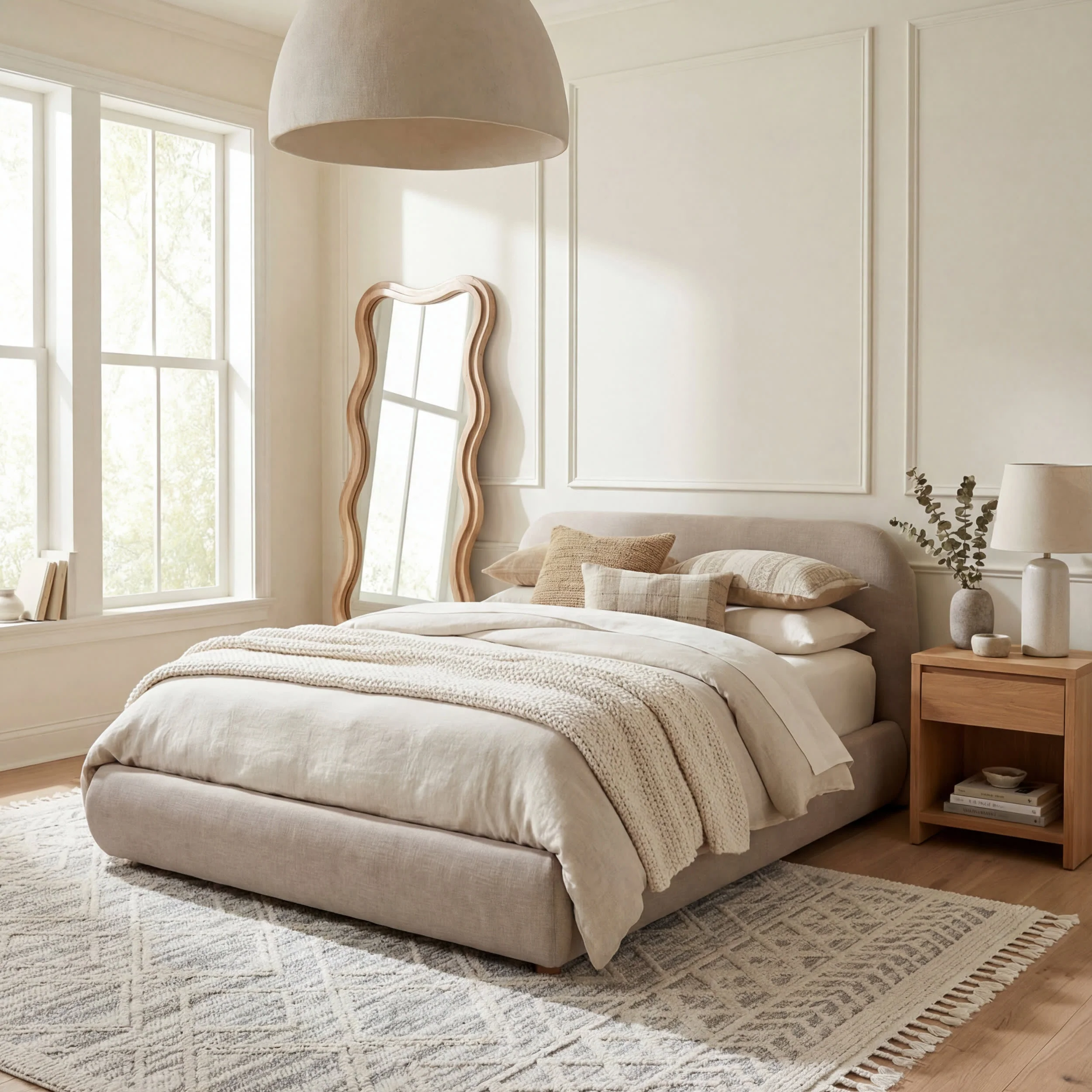 Shaggy Lattice Tassel Rug | Light Grey - Image 10