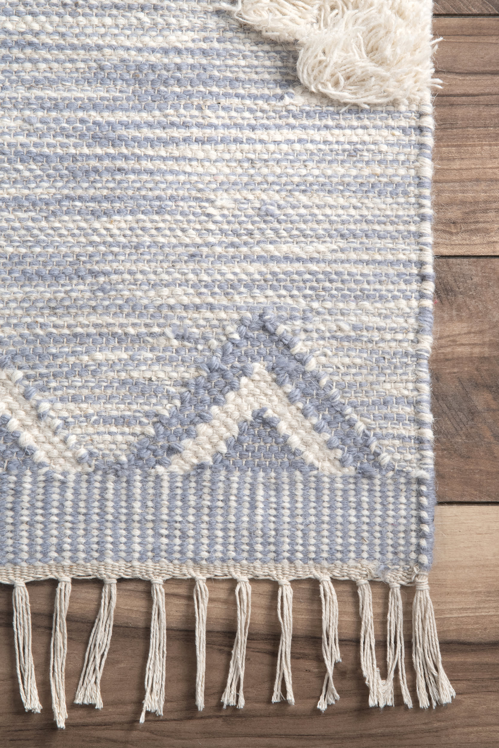 Shaggy Moroccan Lattice Fringe Rug | Blue - Image 3