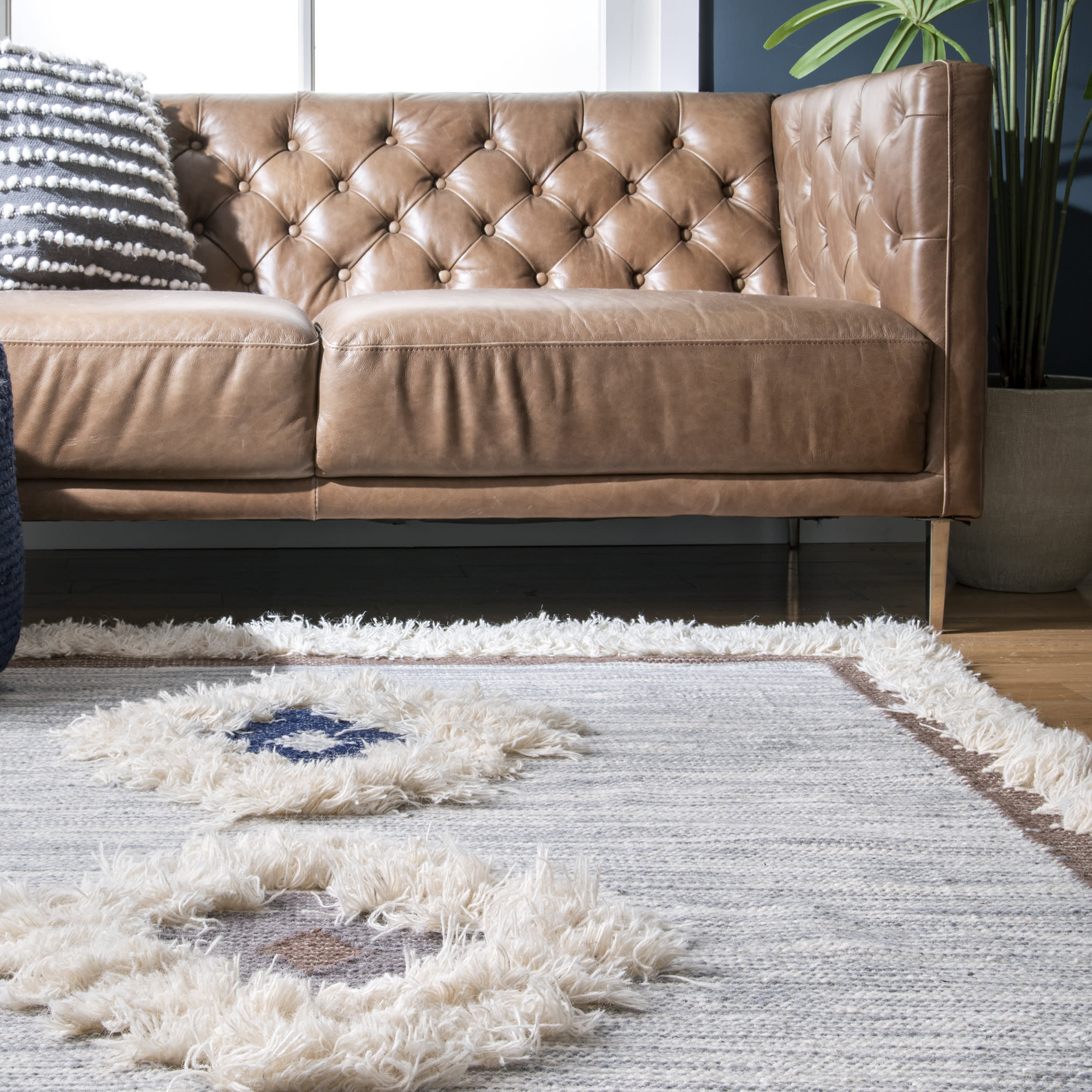 Shaggy Regal Tribal Rug | Blue - Image 4