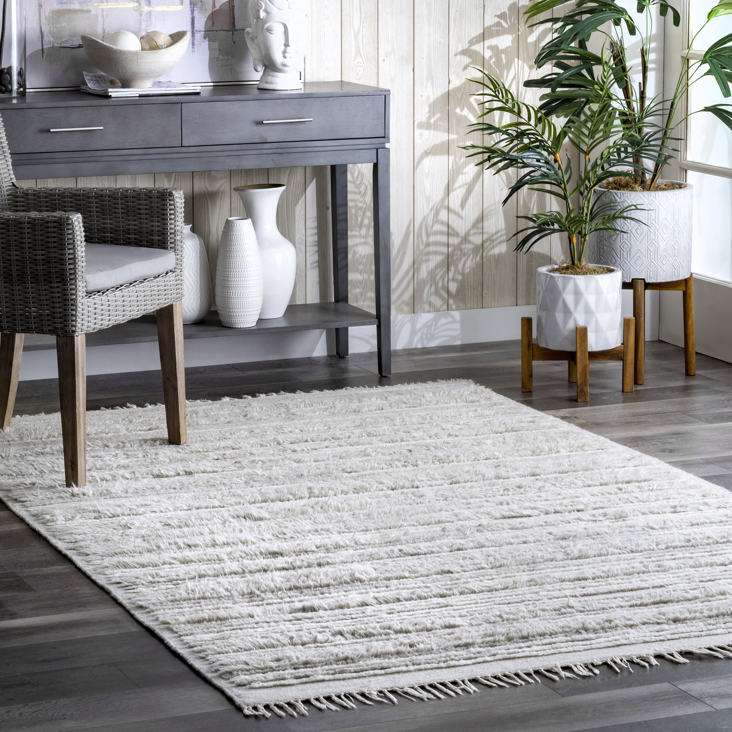 Shaggy Striated Rug | Grey - Image 2