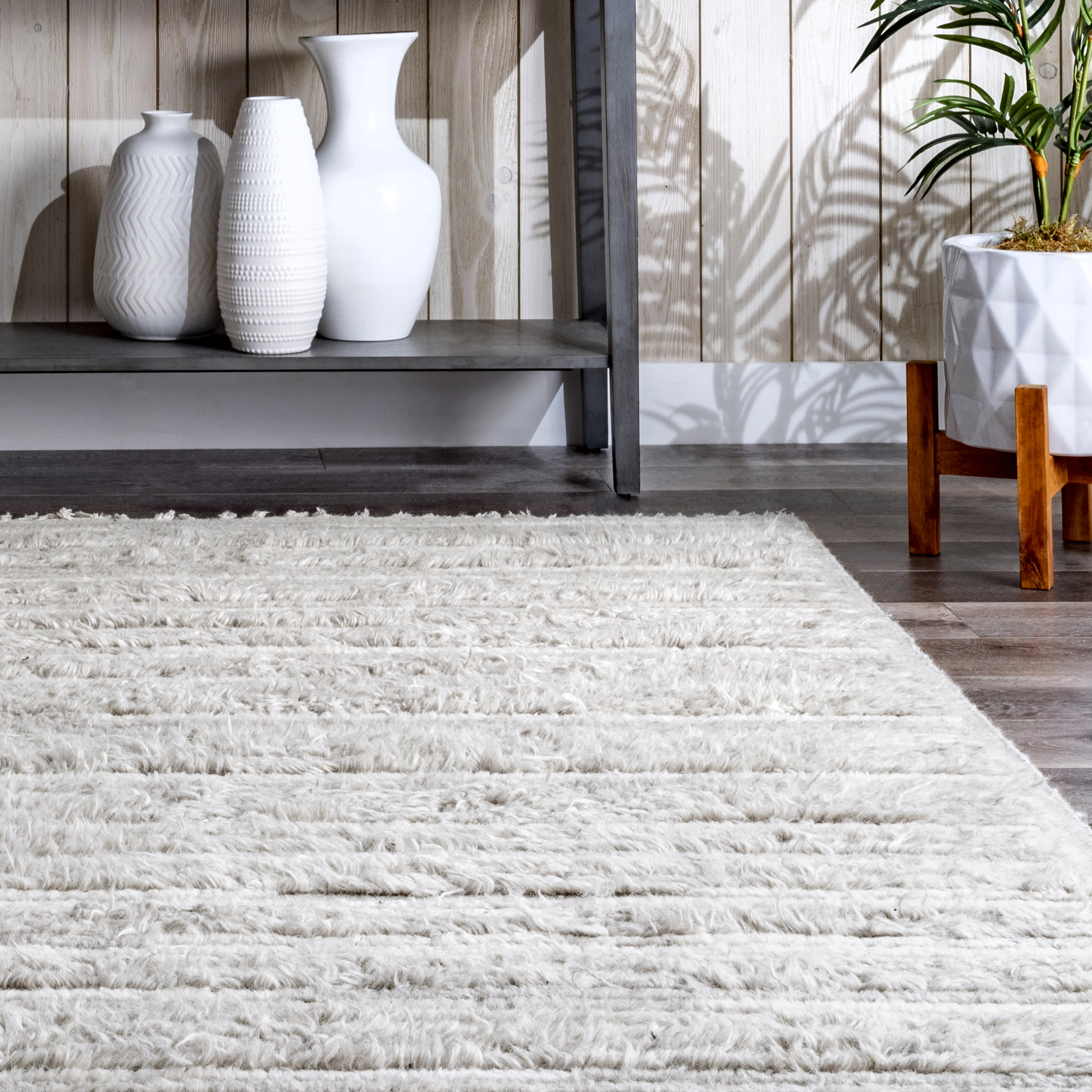 Shaggy Striated Rug | Grey - Image 4