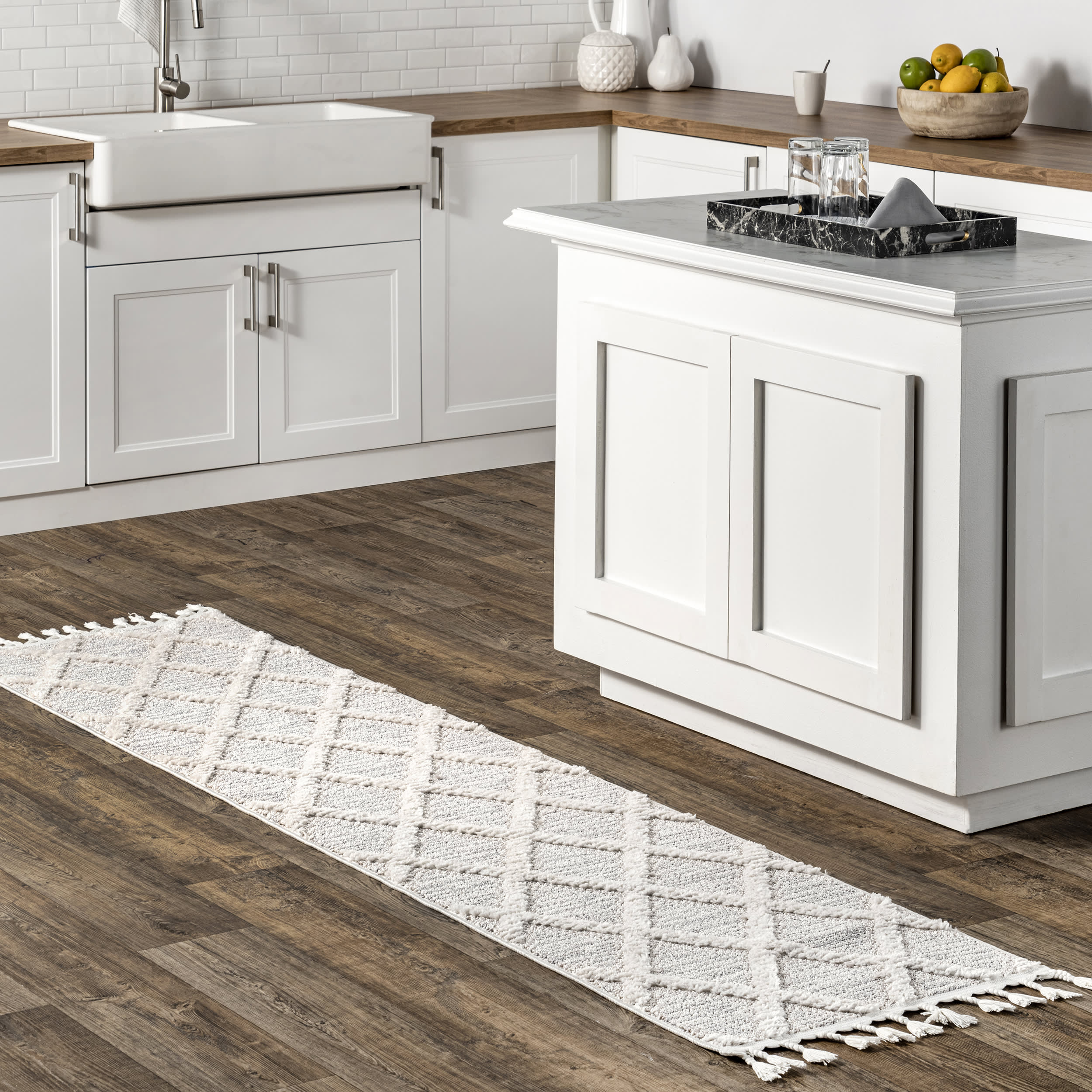 Shaggy Trellis Rug | Cream - Image 2
