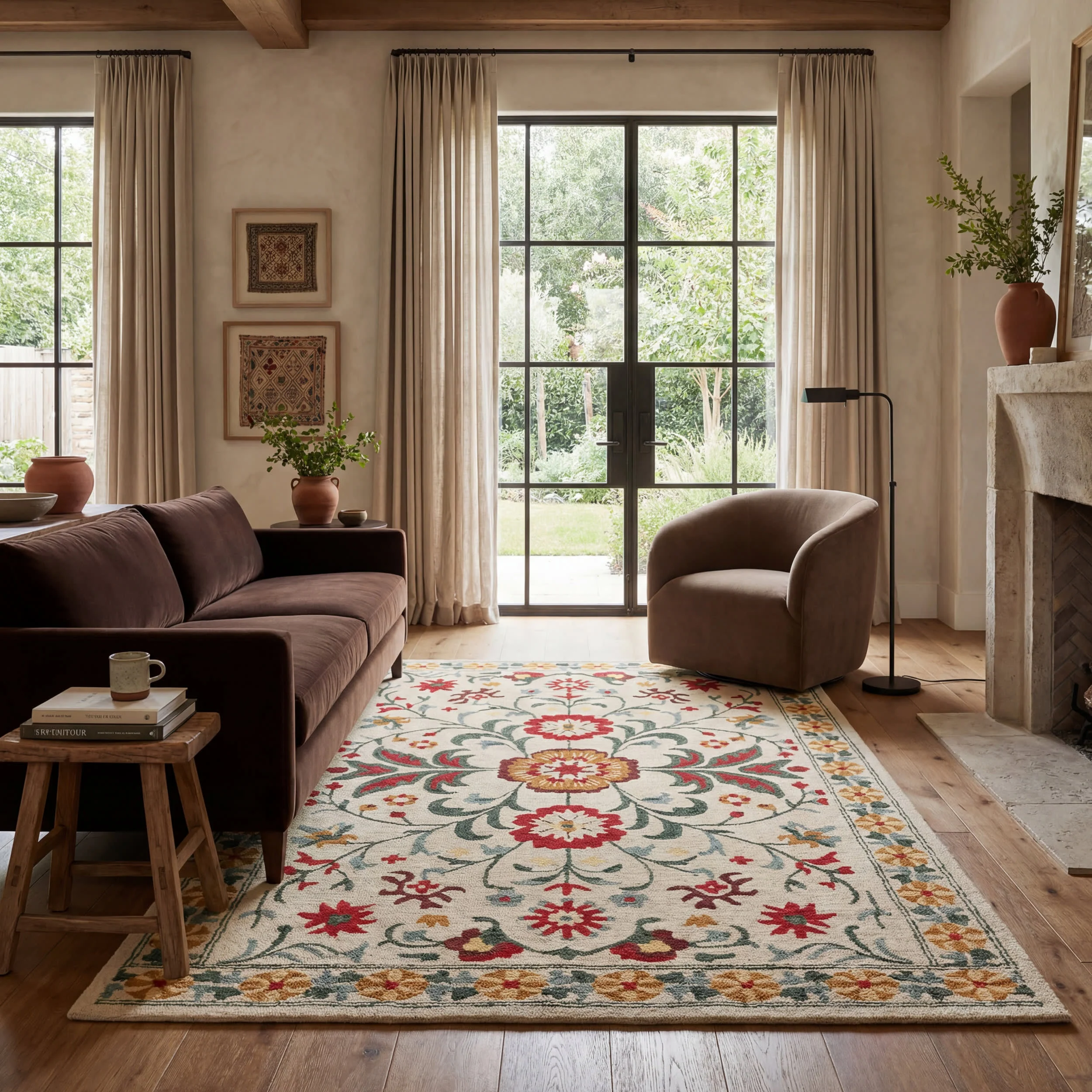 Shangrila Folk Floral Wool Rug | Multicolor - Image 2