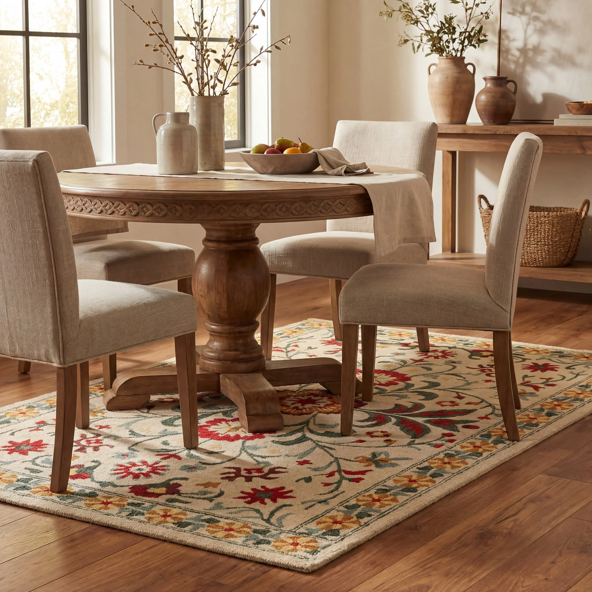 Shangrila Folk Floral Wool Rug | Multicolor - Image 6