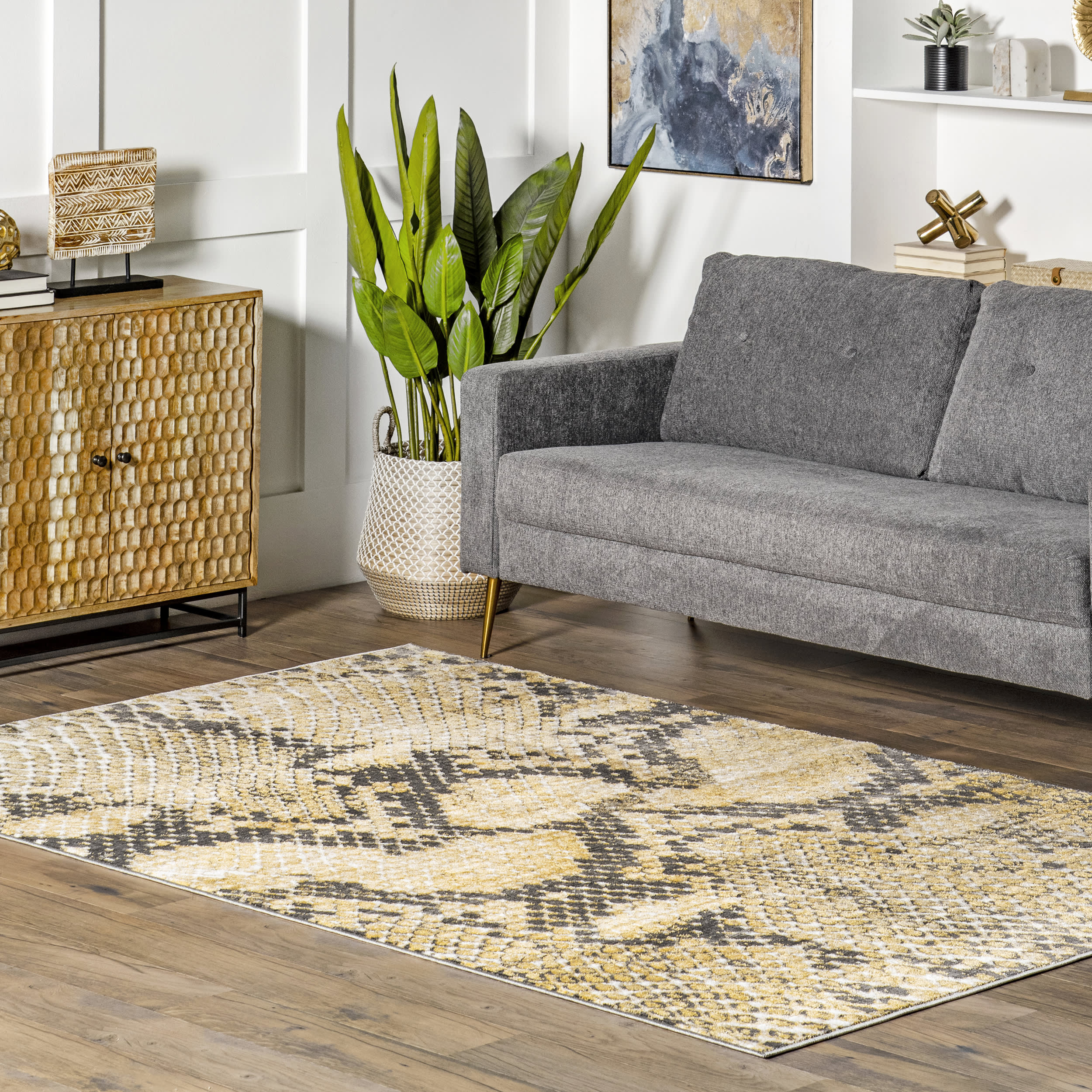 Shayla Snake Textured Rug | Beige - Image 2