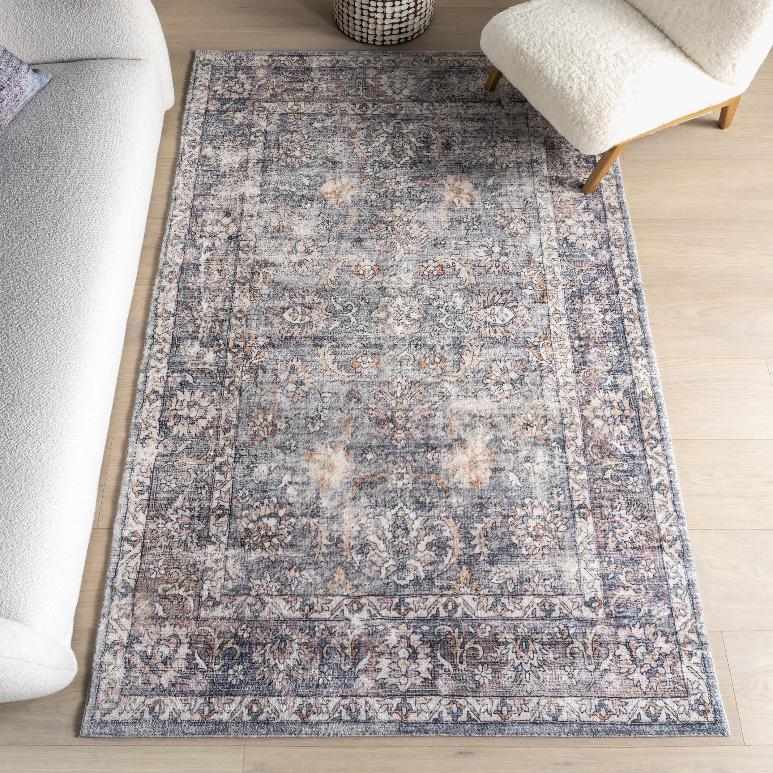 Shea Medallion Washable Rug | Brown - Image 2