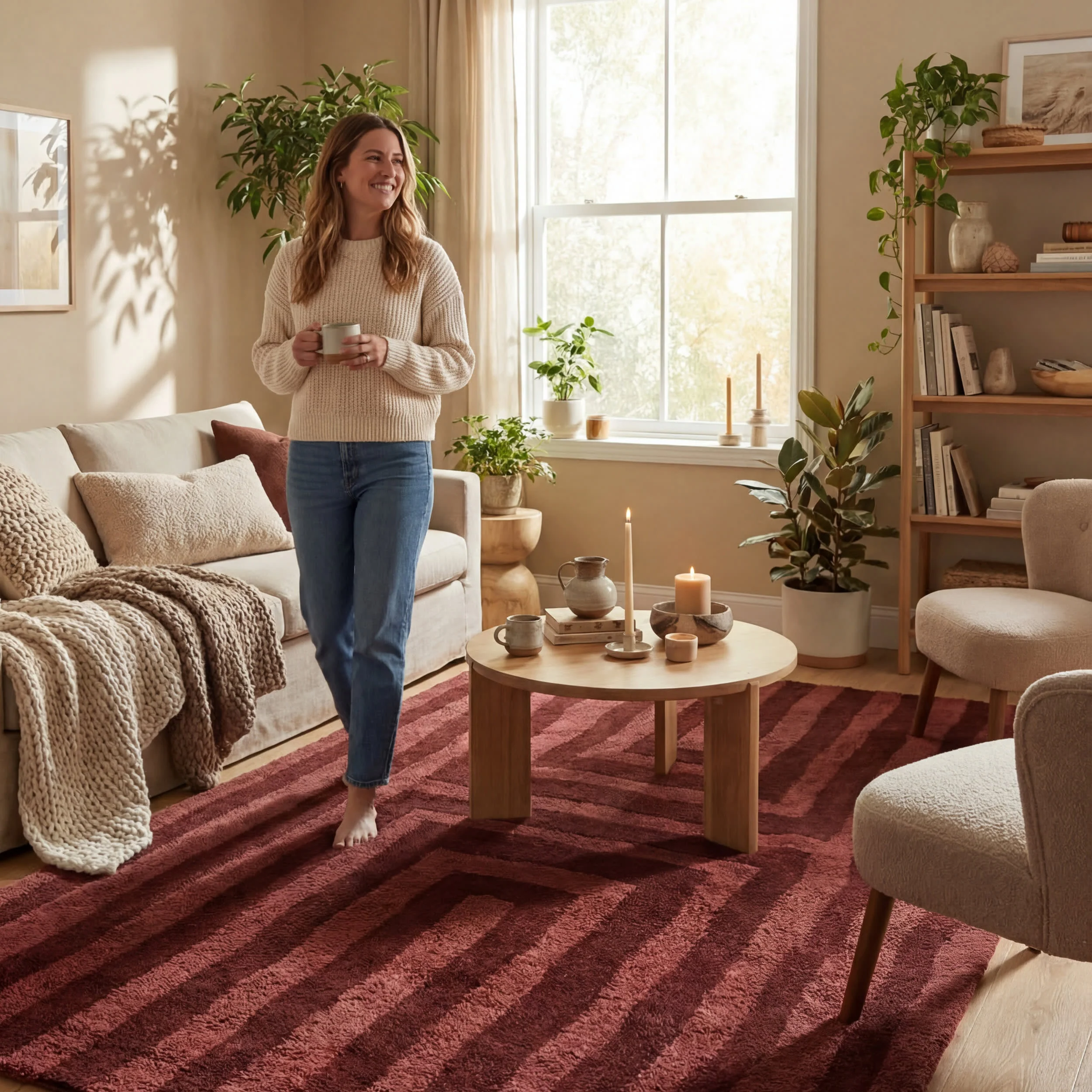 Shevina Handmade Washable Wool Rug | Burgundy - Image 5