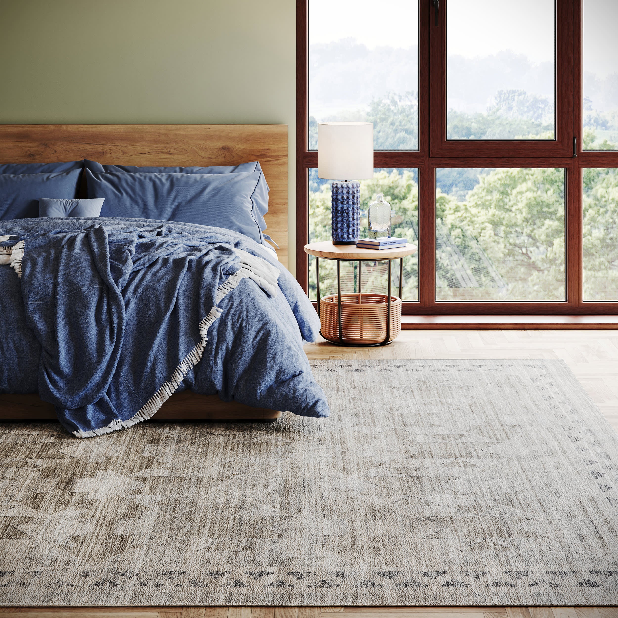 Shia Bordered Washable Indoor/Outdoor Rug | Beige - Image 6
