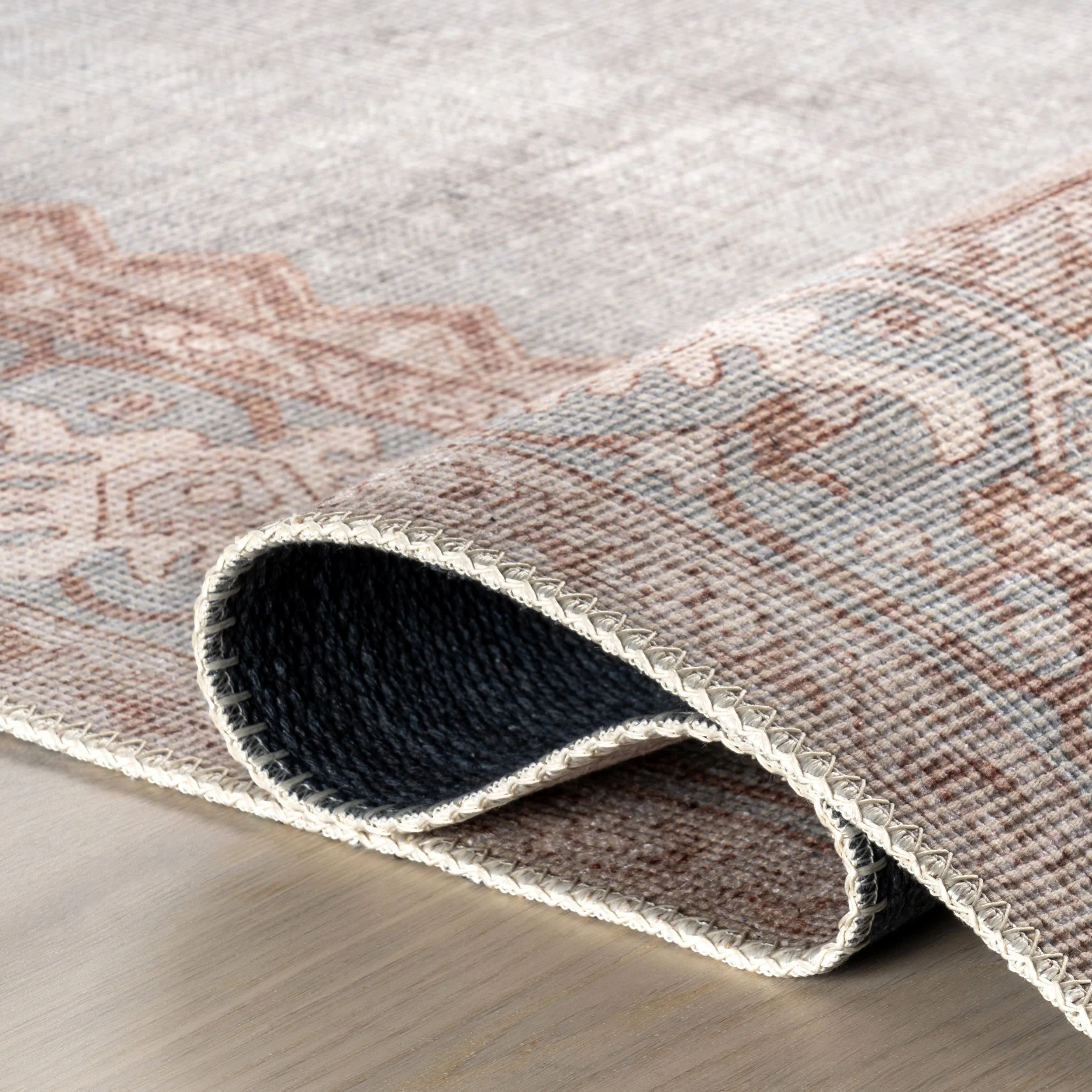 Shivani Medallion Washable Rug | Light Brown - Image 9