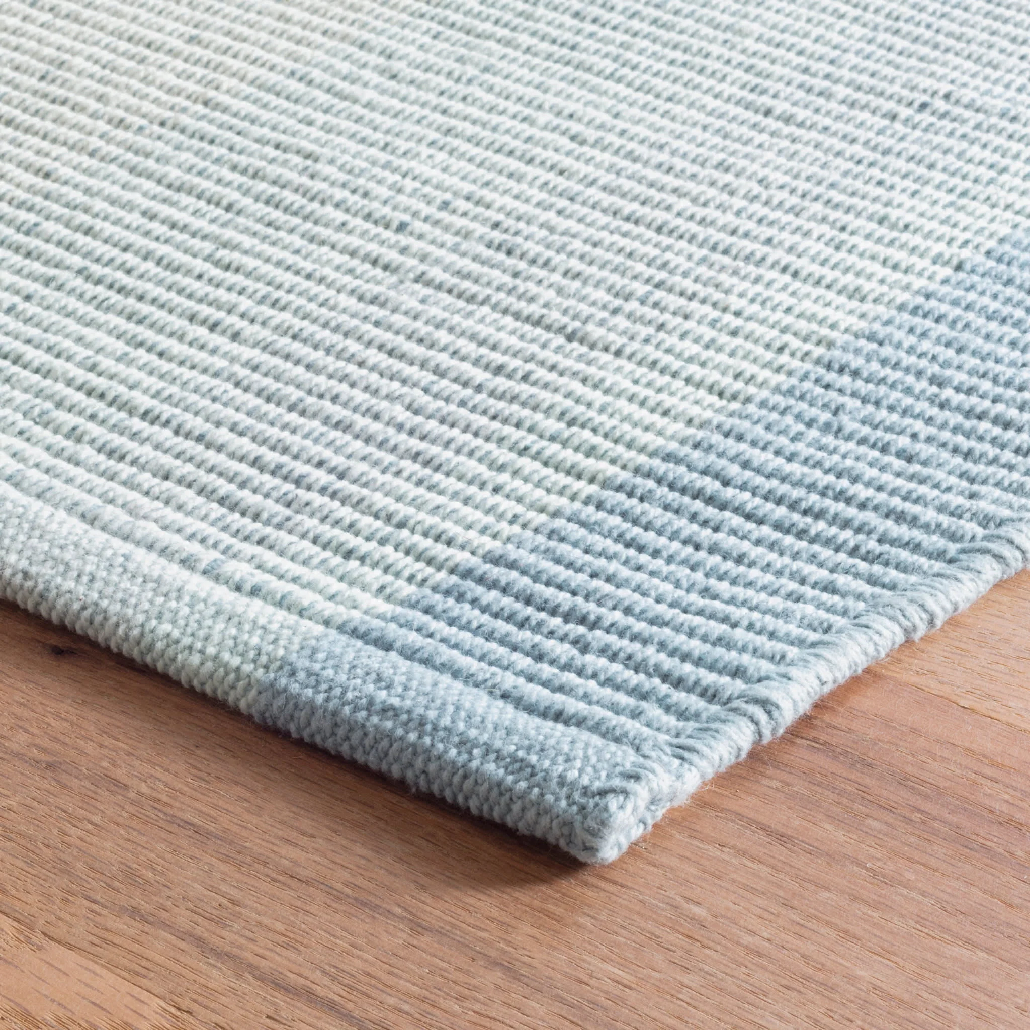 Shore Stripe Handwoven Cotton Rug | Sky Blue - Image 4
