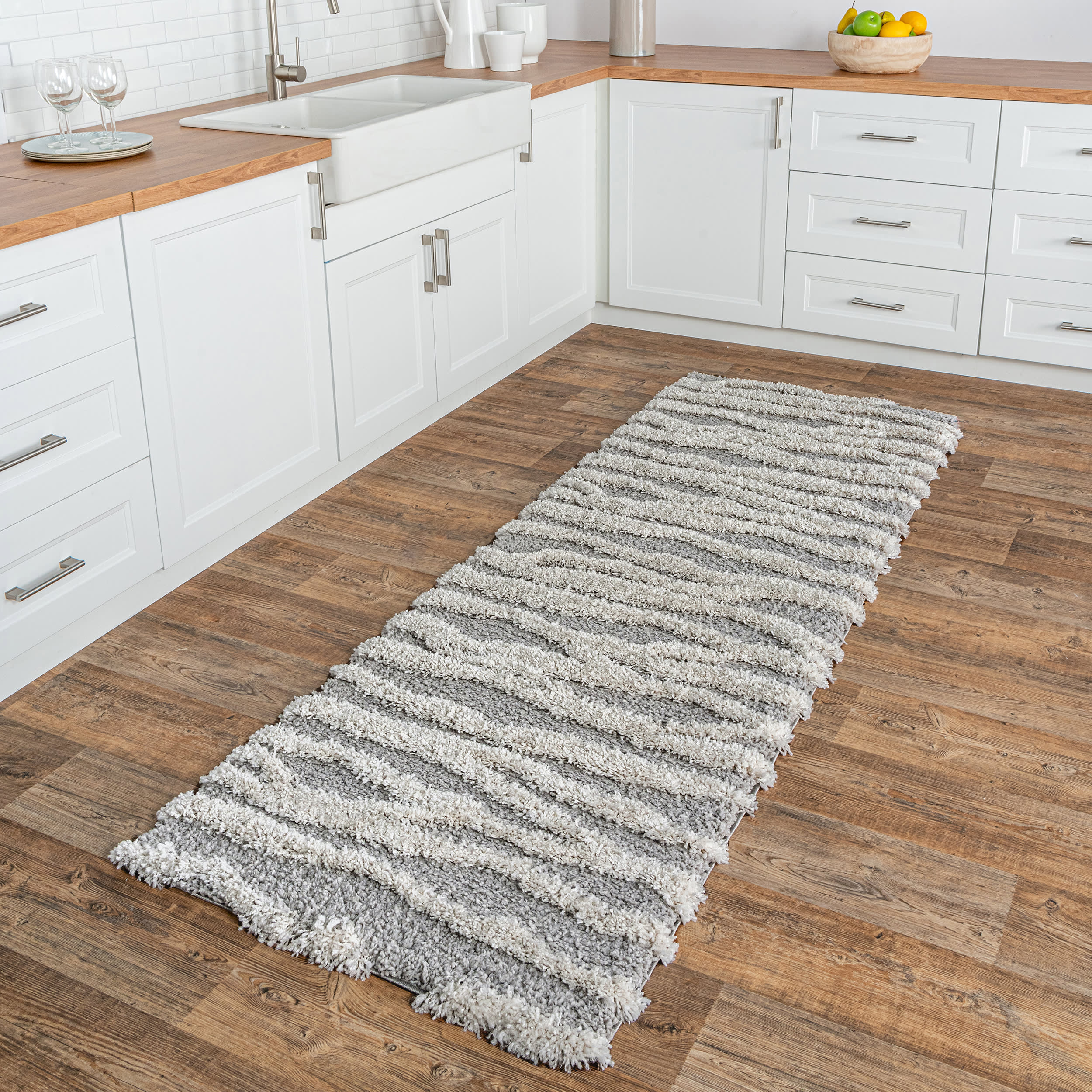 Sienna Zebra High-Low Rug | Light Grey - Image 2