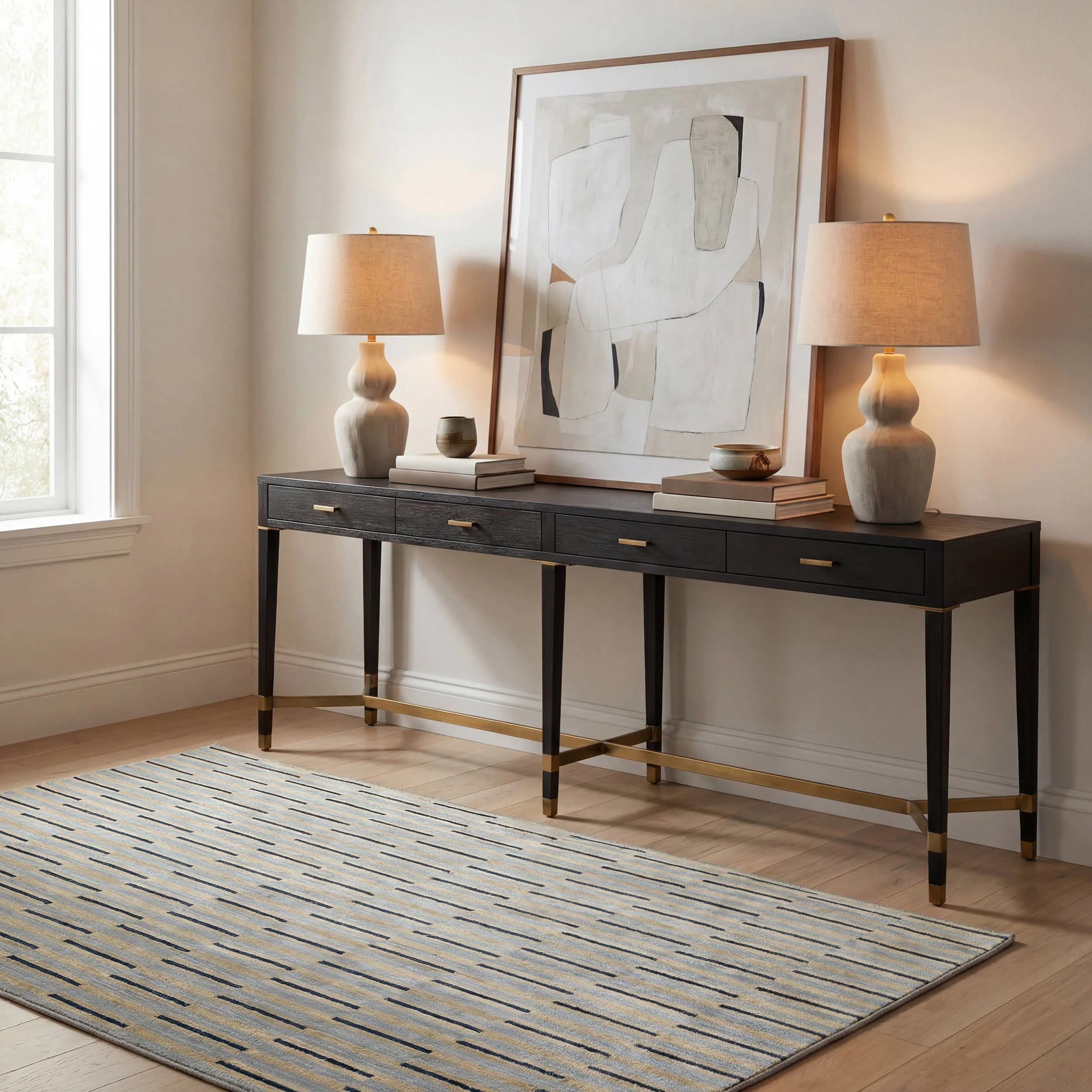 Signal Stripe Mid-Century Washable Rug by Society6 | Light Blue - Image 9