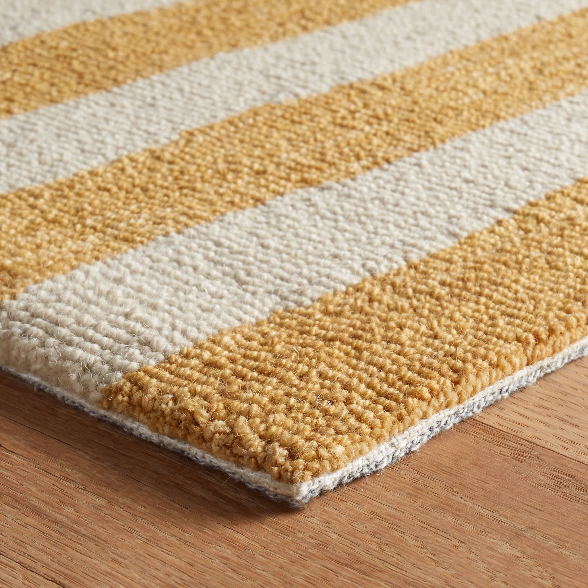 Silas Stripe Hand Micro Hooked Wool Rug | Gold - Image 7