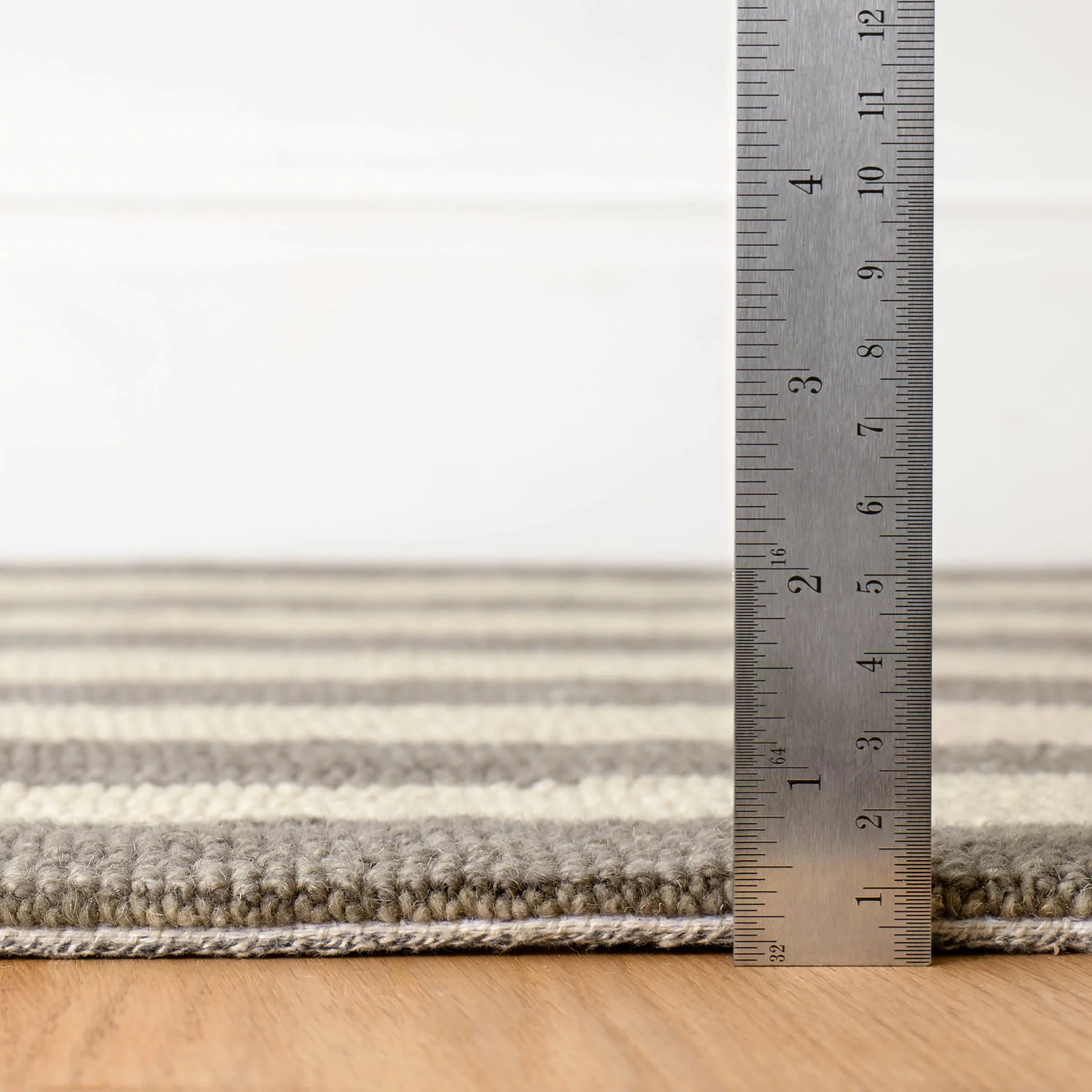 Silas Stripe Hand Micro Hooked Wool Rug | Grey - Image 5