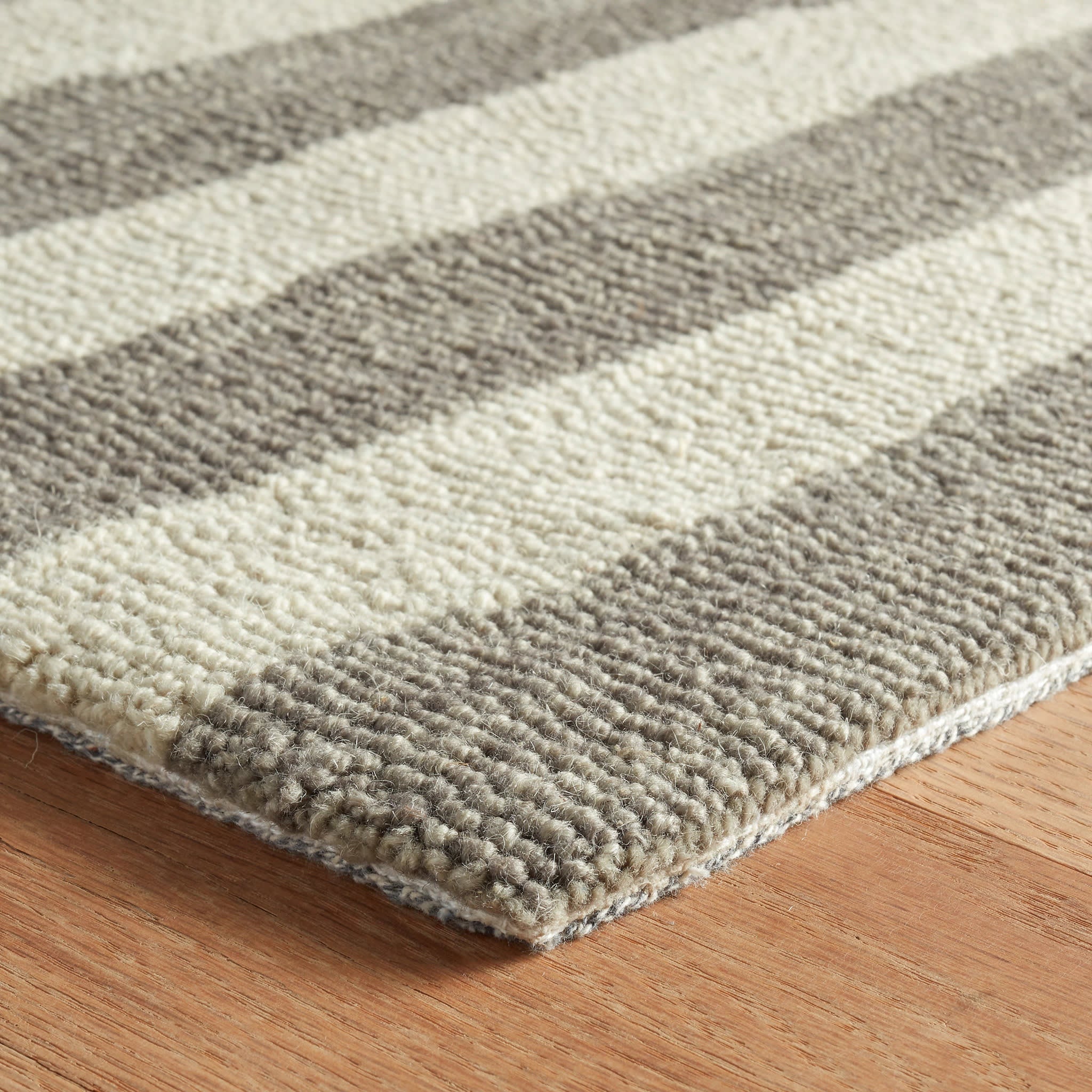 Silas Stripe Hand Micro Hooked Wool Rug | Grey - Image 6