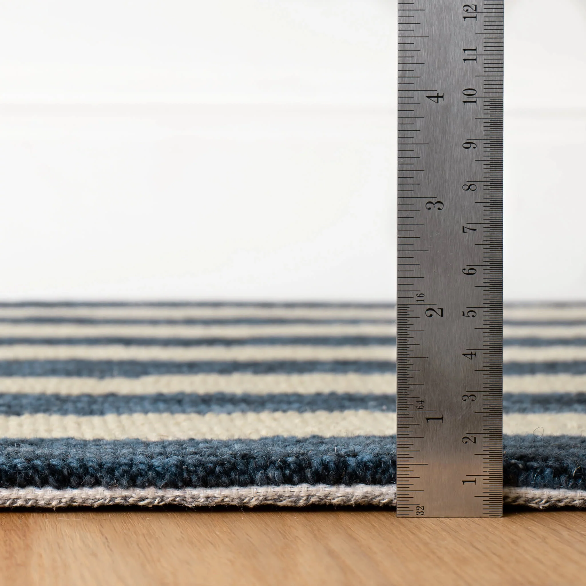 Silas Stripe Hand Micro Hooked Wool Rug | Navy - Image 6