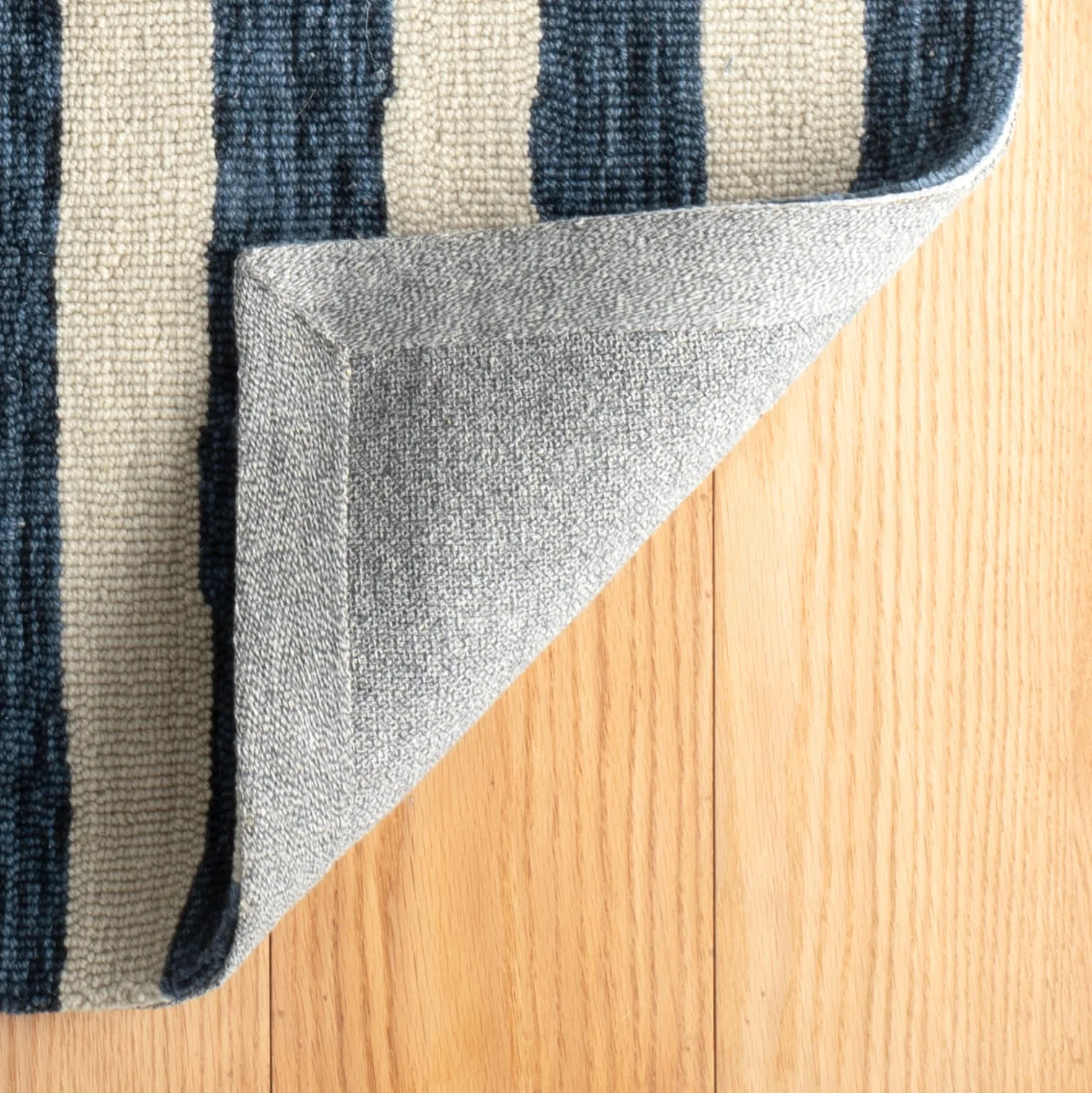 Silas Stripe Hand Micro Hooked Wool Rug | Navy - Image 8
