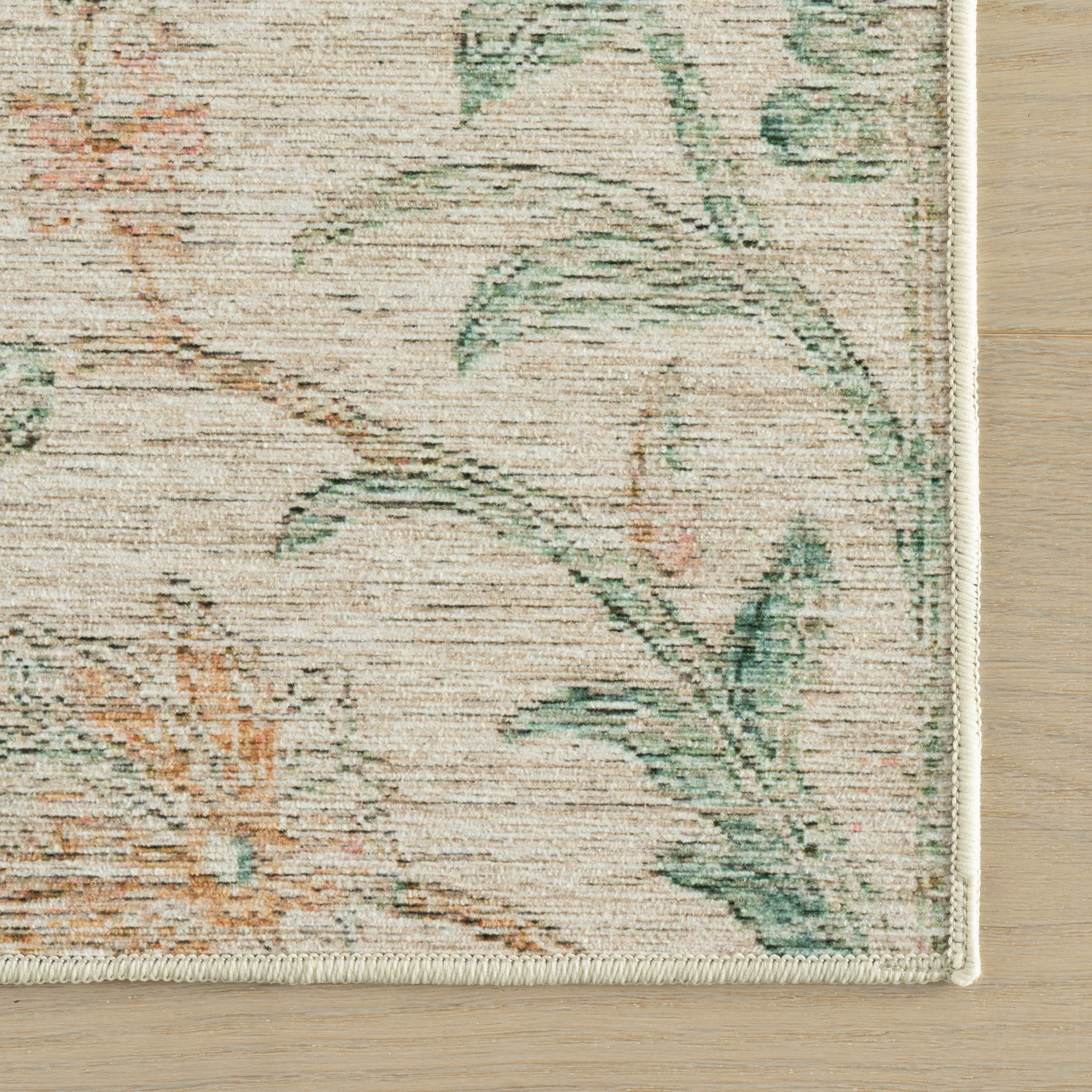 Silema Floral Transitional Washable Rug | Ivory - Image 4