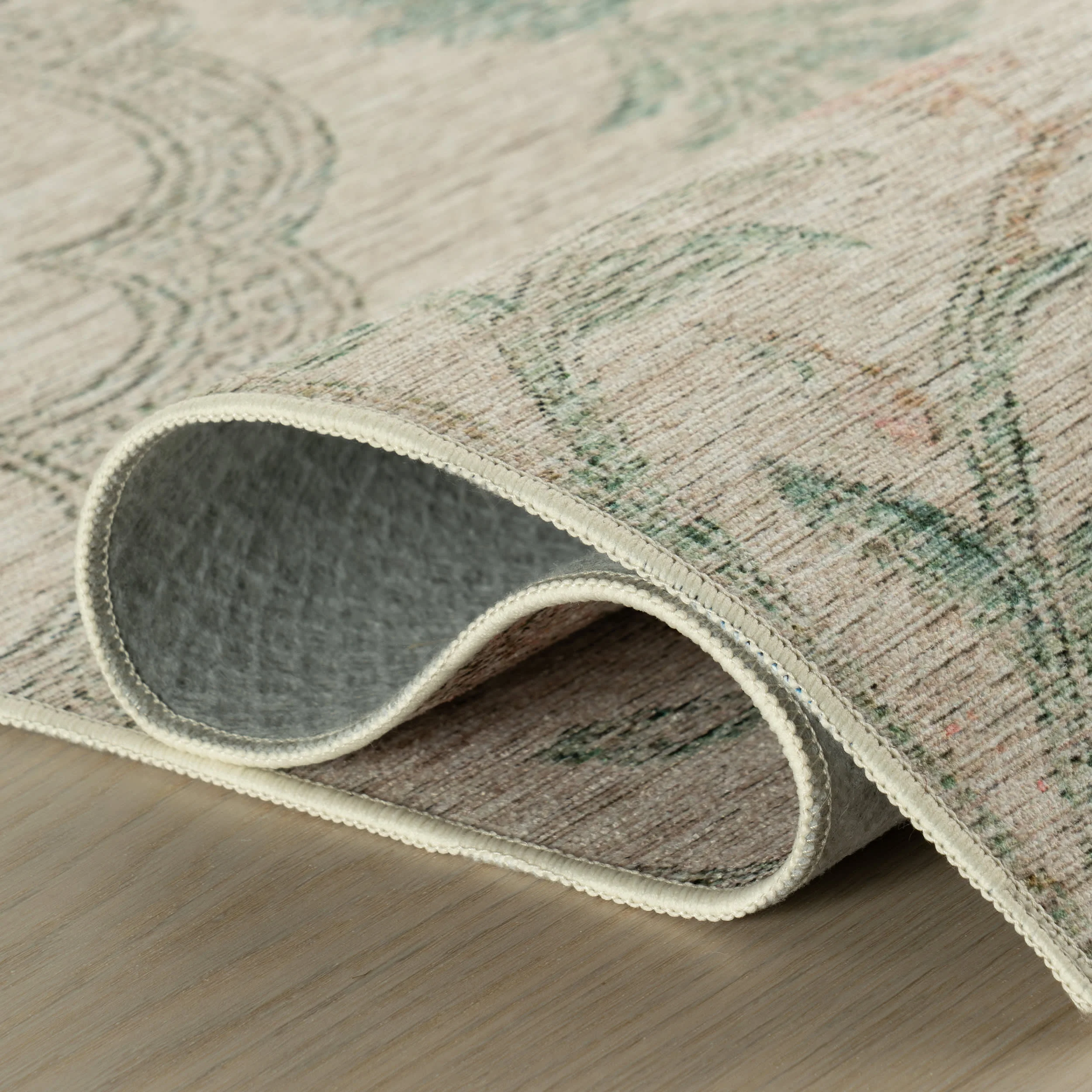 Silema Floral Transitional Washable Rug | Ivory - Image 7