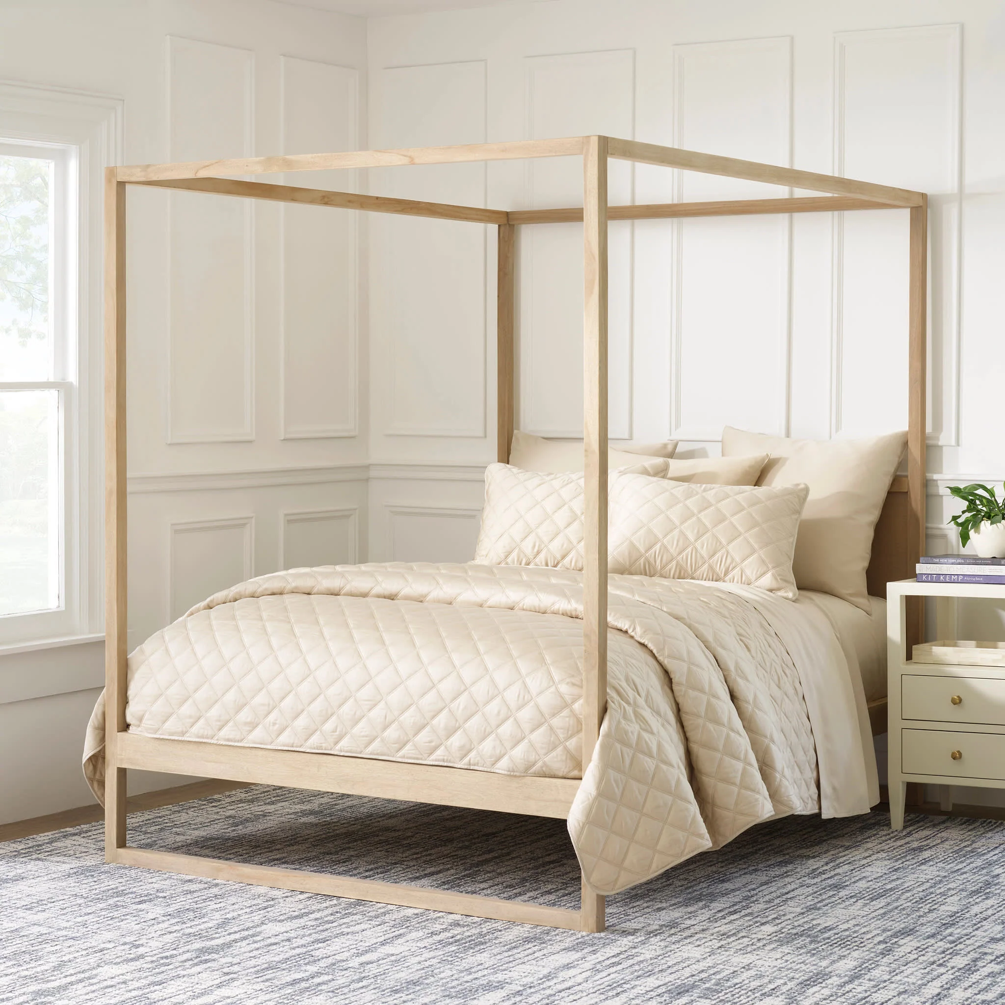Quilted Silken Solid Coverlet | Sand - Image 2