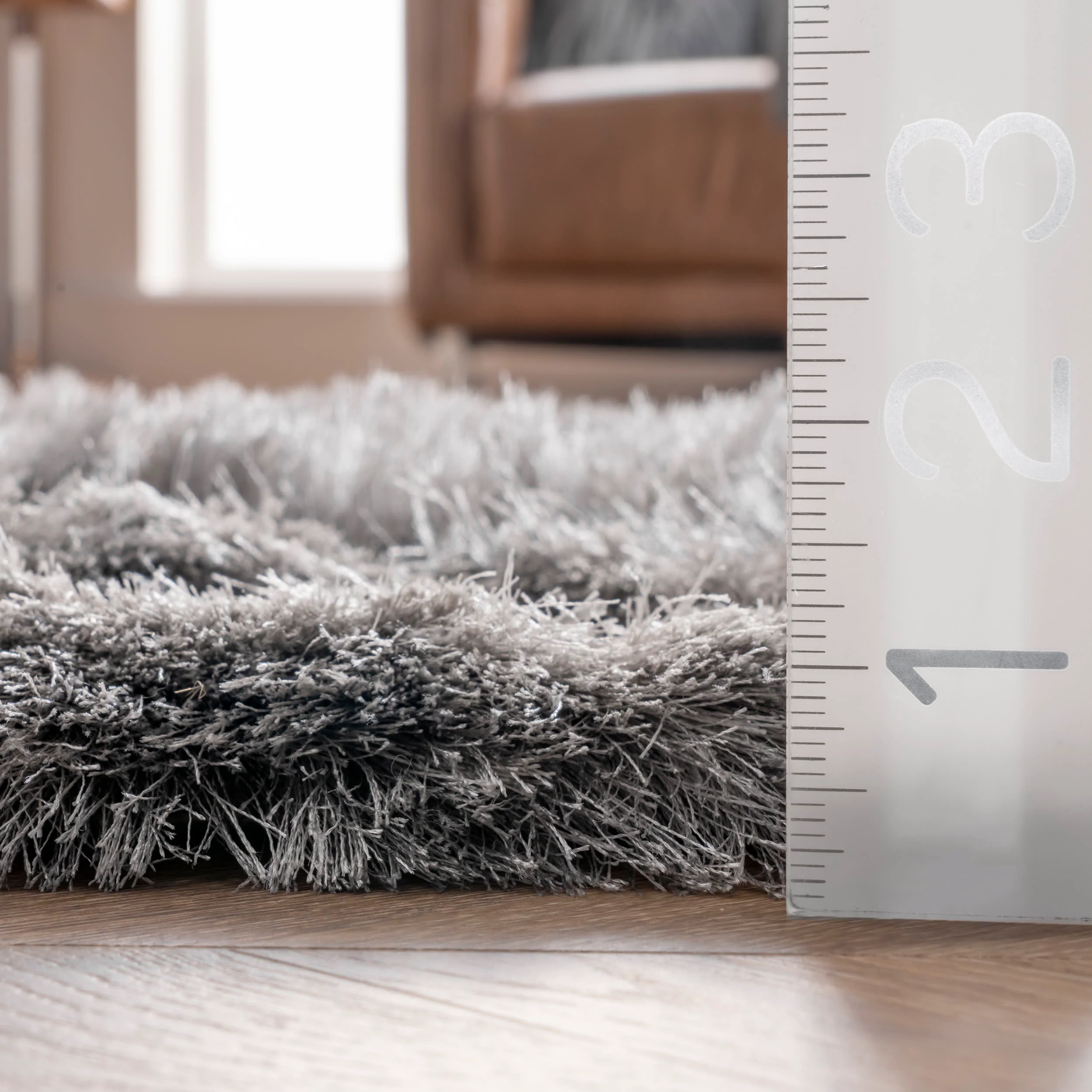 Silky Shine Solid Shag Rug | Silver - Image 5