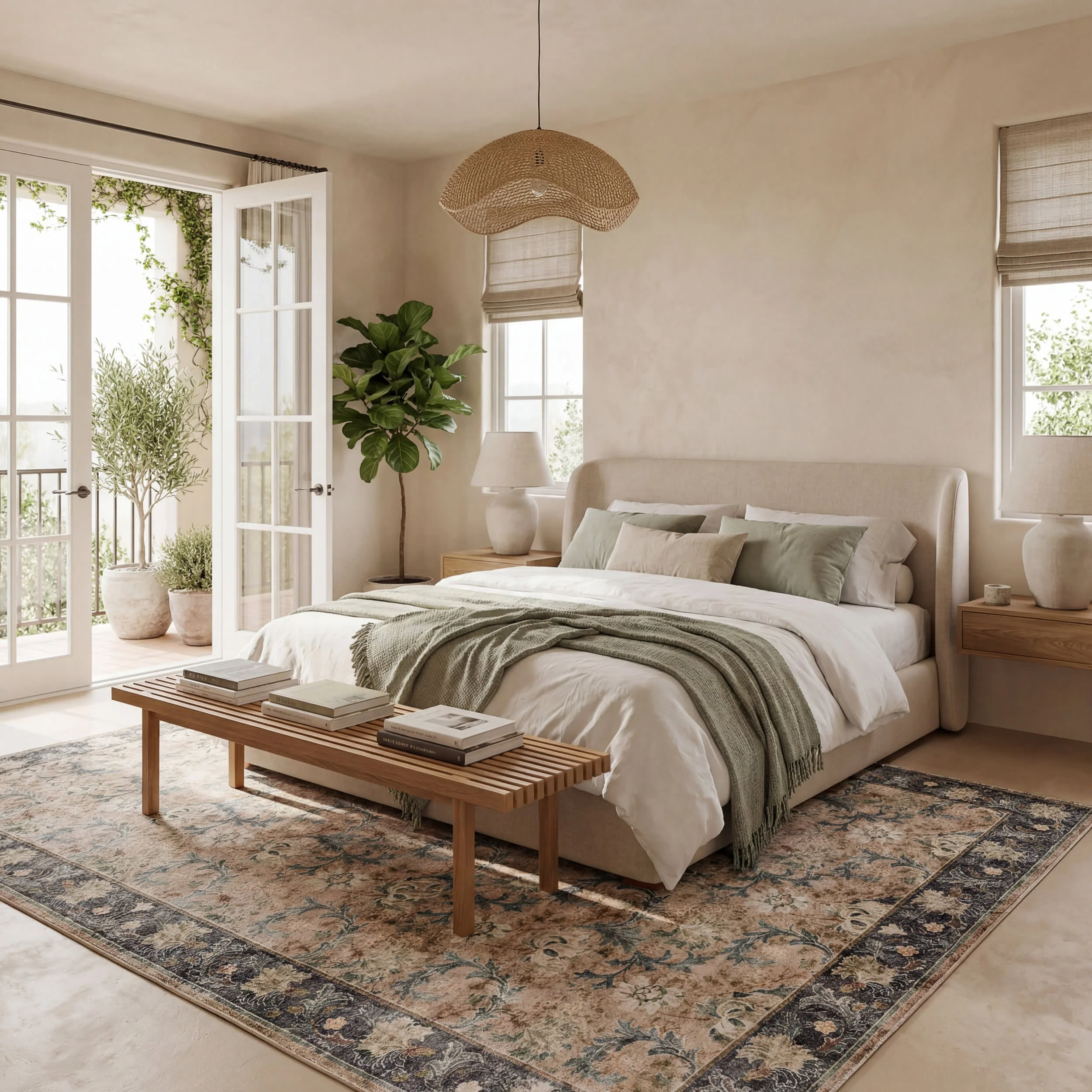 Sinikse Floral and Paisley Washable Rug | Beige - Image 10
