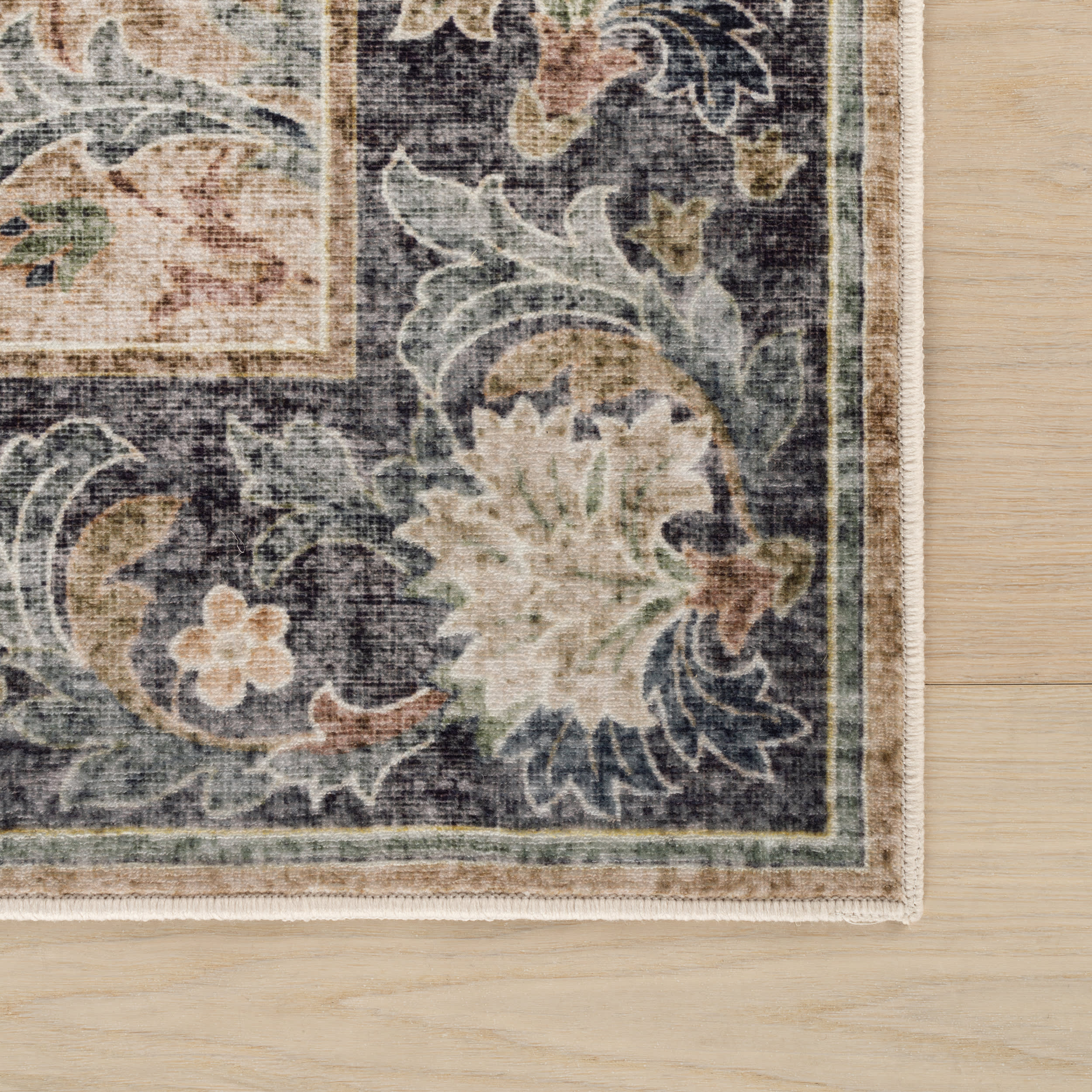 Sinikse Floral and Paisley Washable Rug | Beige - Image 4