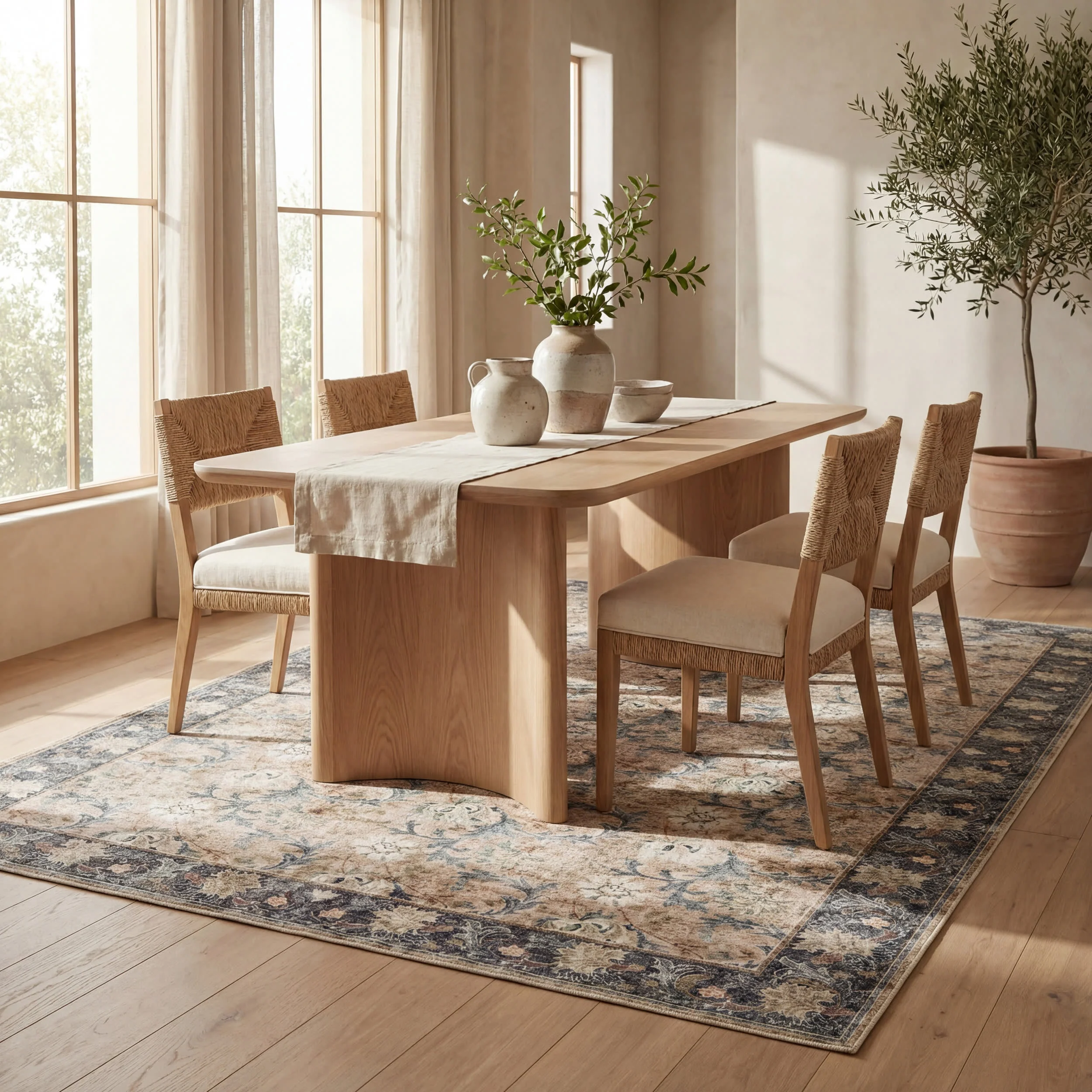 Sinikse Floral and Paisley Washable Rug | Beige - Image 7