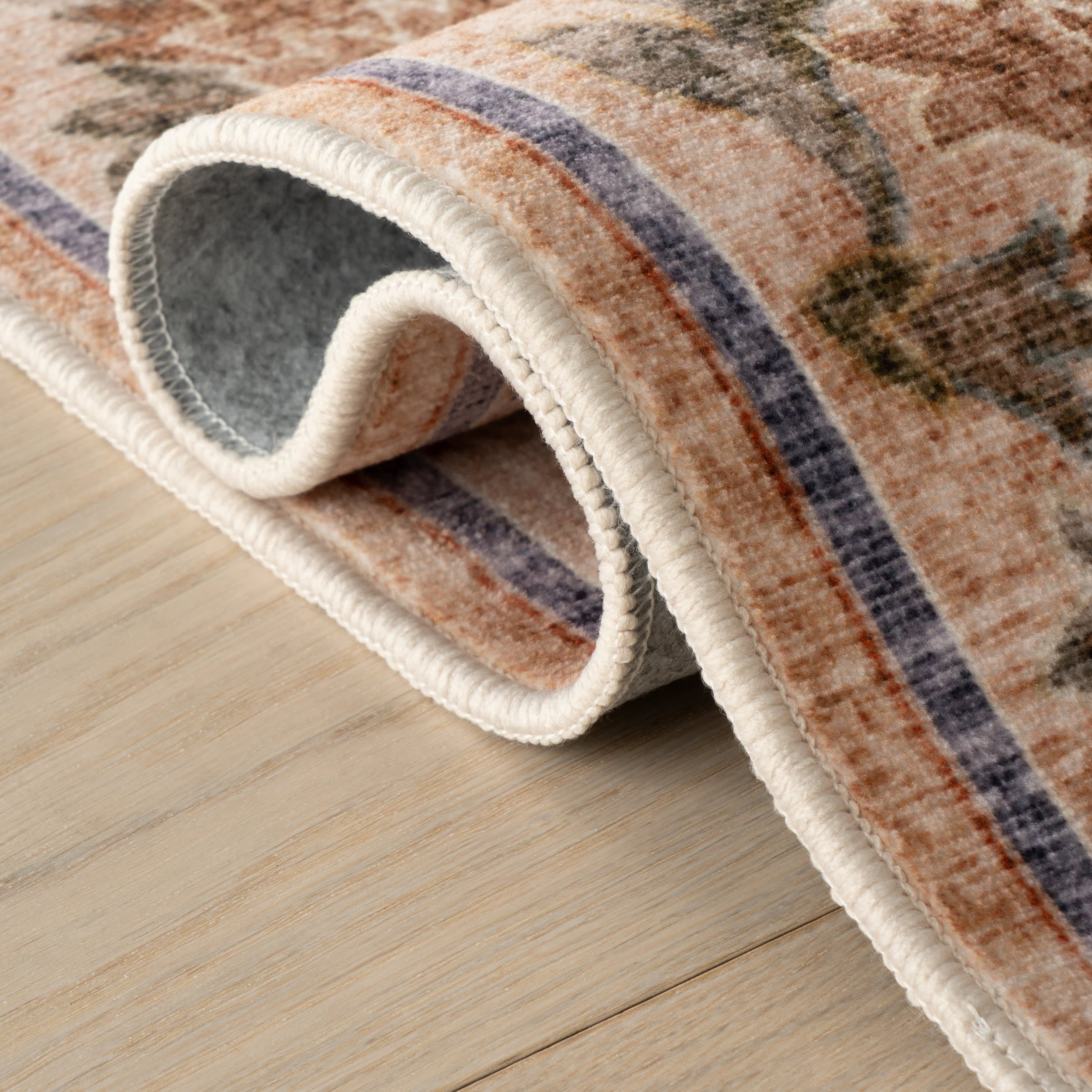 Sinikse Floral and Paisley Washable Rug | Peach - Image 11