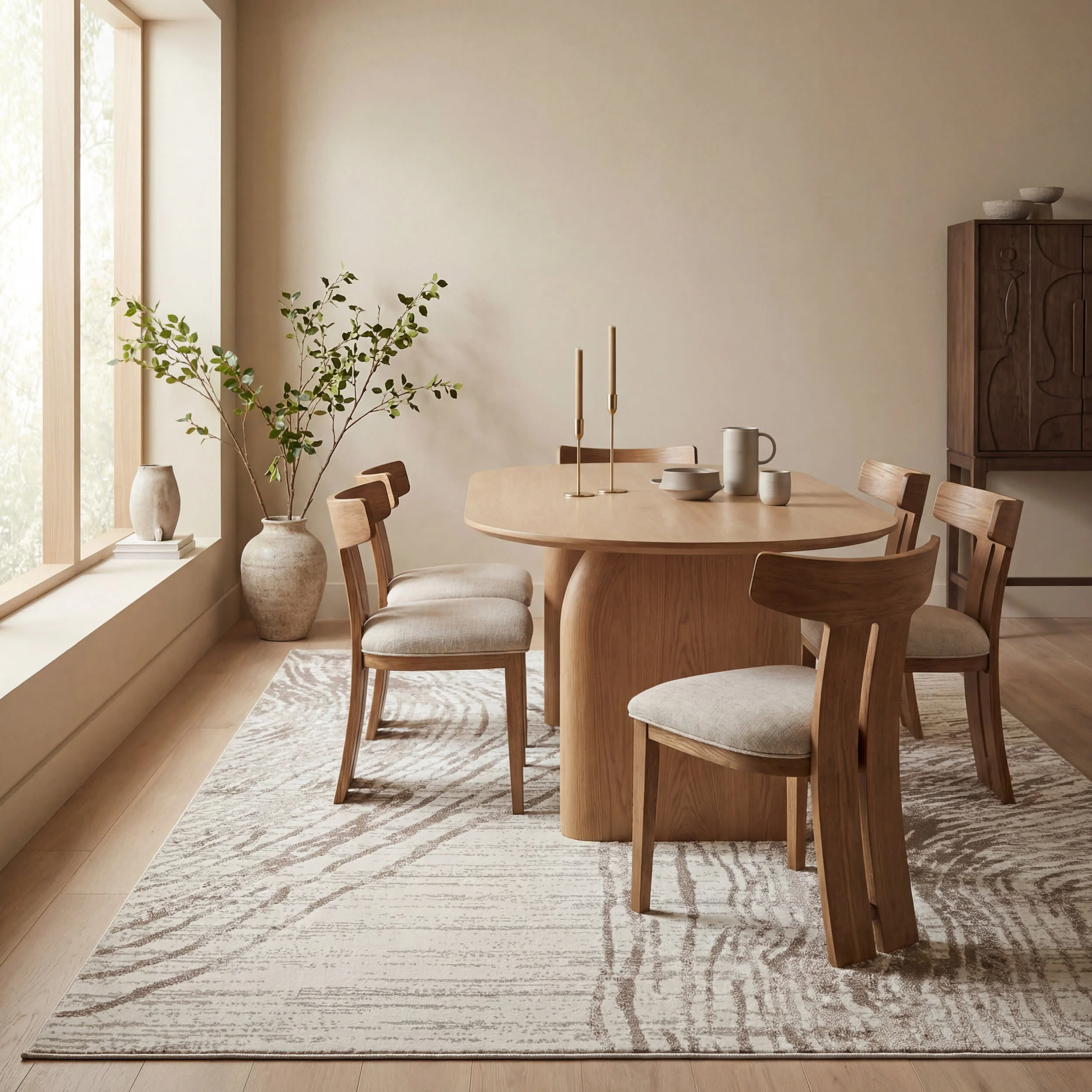 Siroc Modern Abstract Rug | Ivory - Image 7