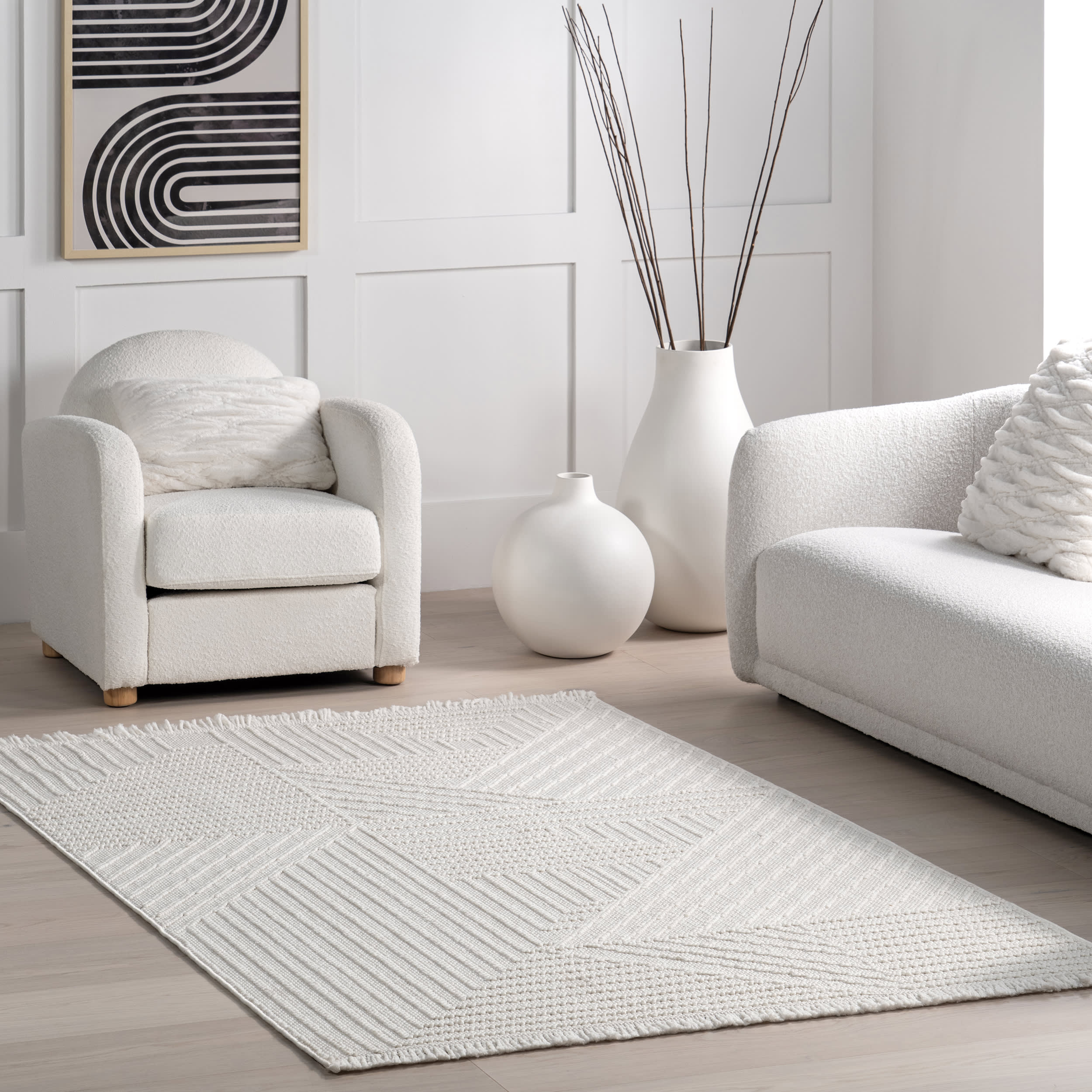 Sisile Zen Garden Tasseled Rug | Off White - Image 2