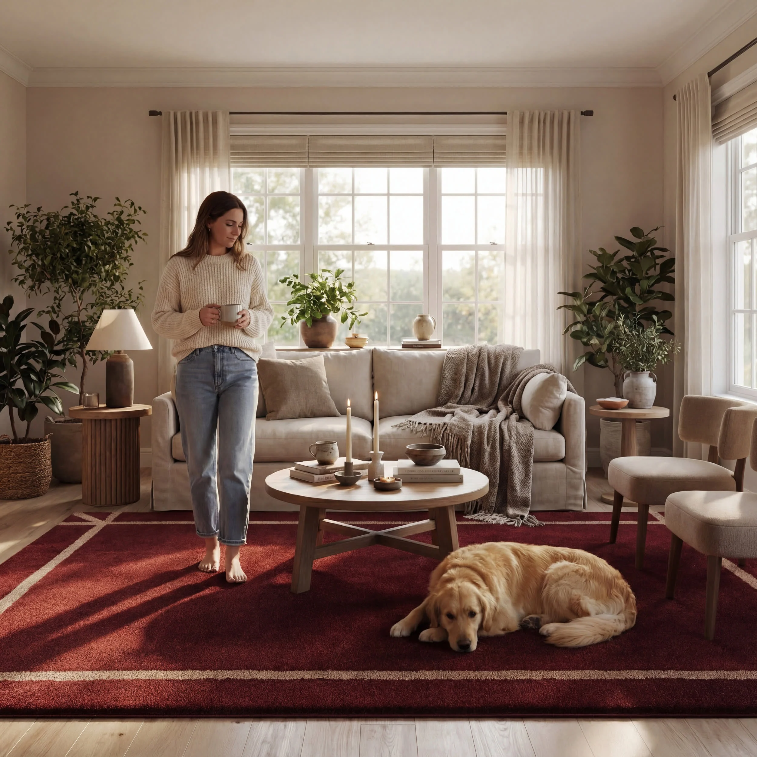 Sivra Bordered Rug | Maroon - Image 5