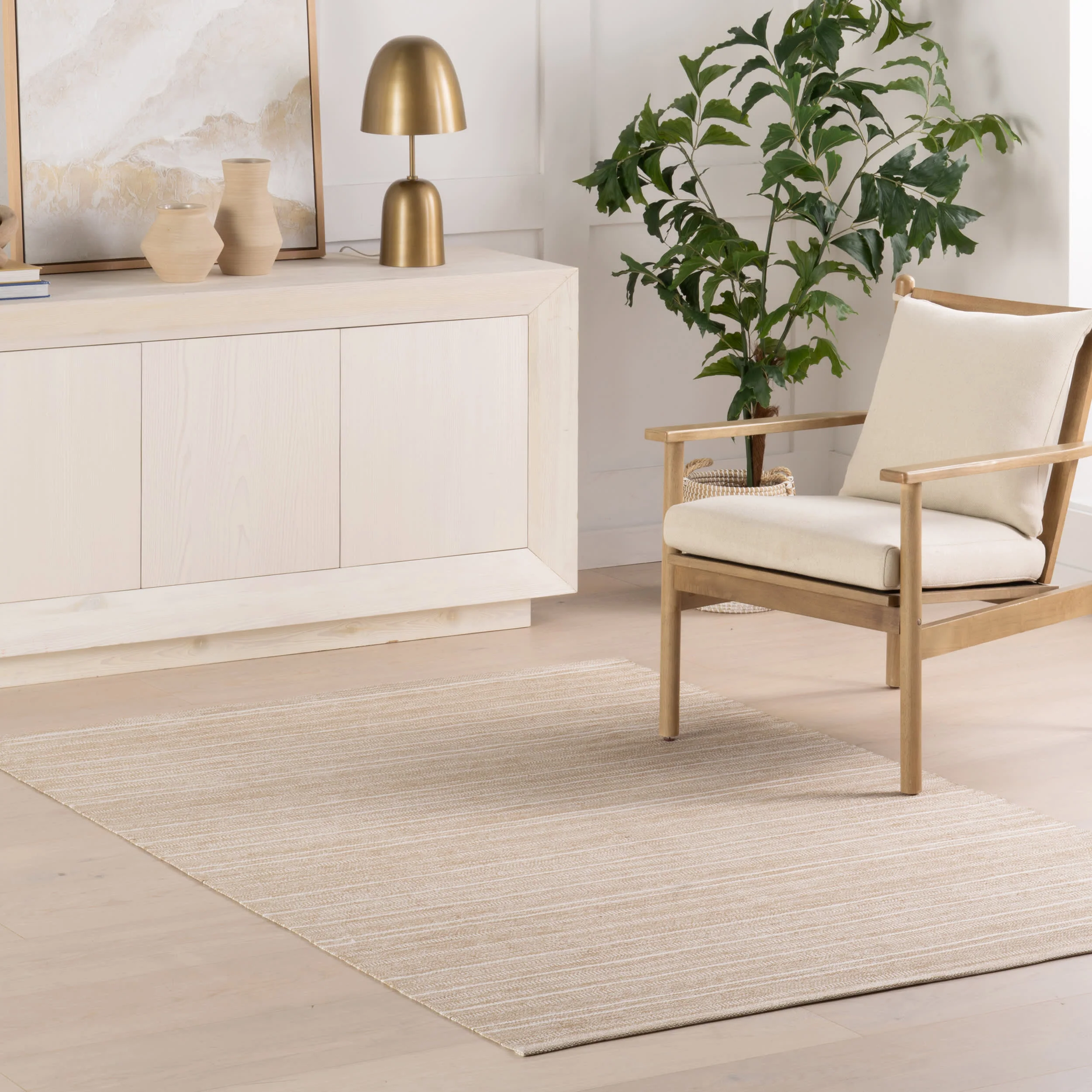 Skipper Stripe Handwoven Indoor/Outdoor Rug | Khaki - Image 2