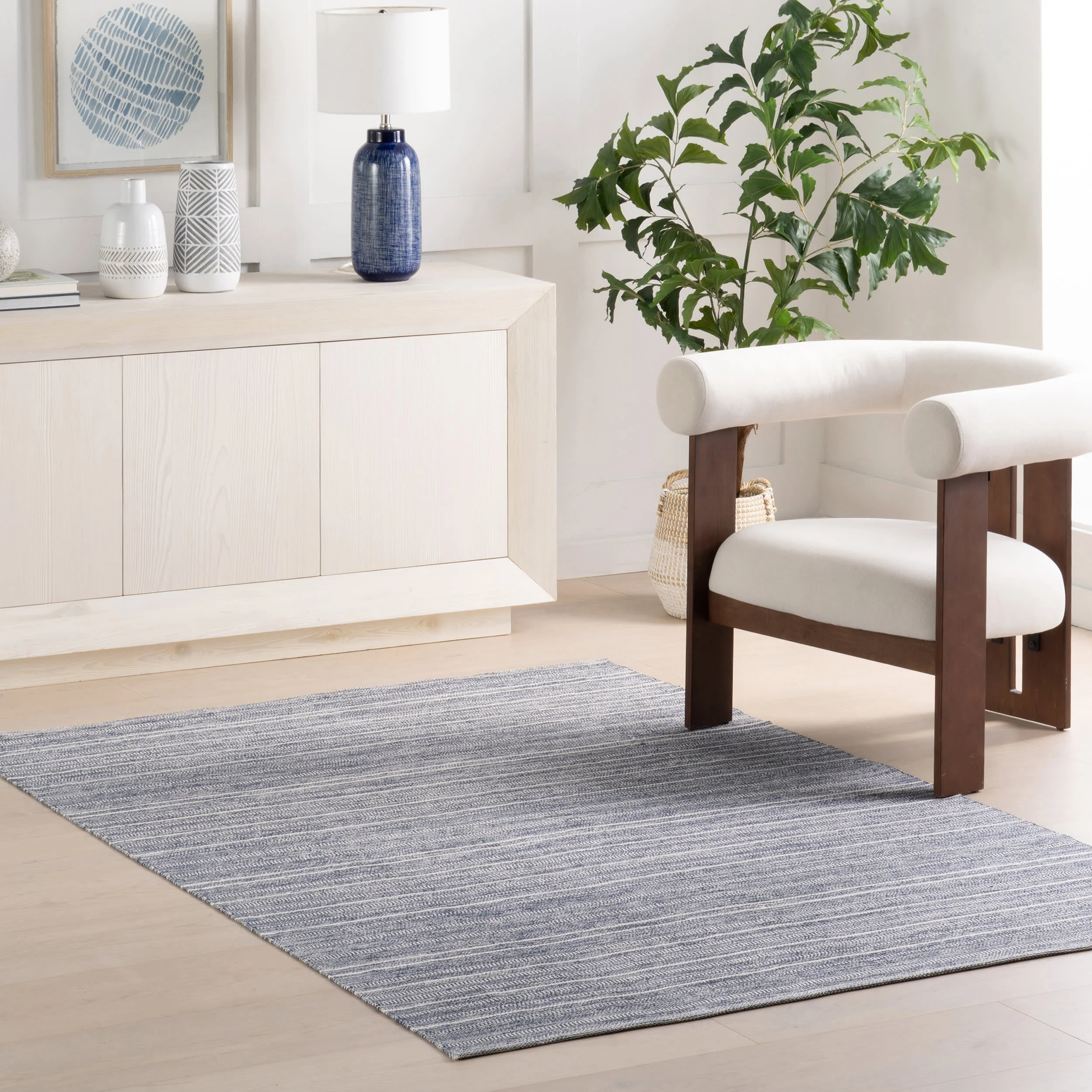 Skipper Stripe Handwoven Indoor/Outdoor Rug | Navy - Image 2