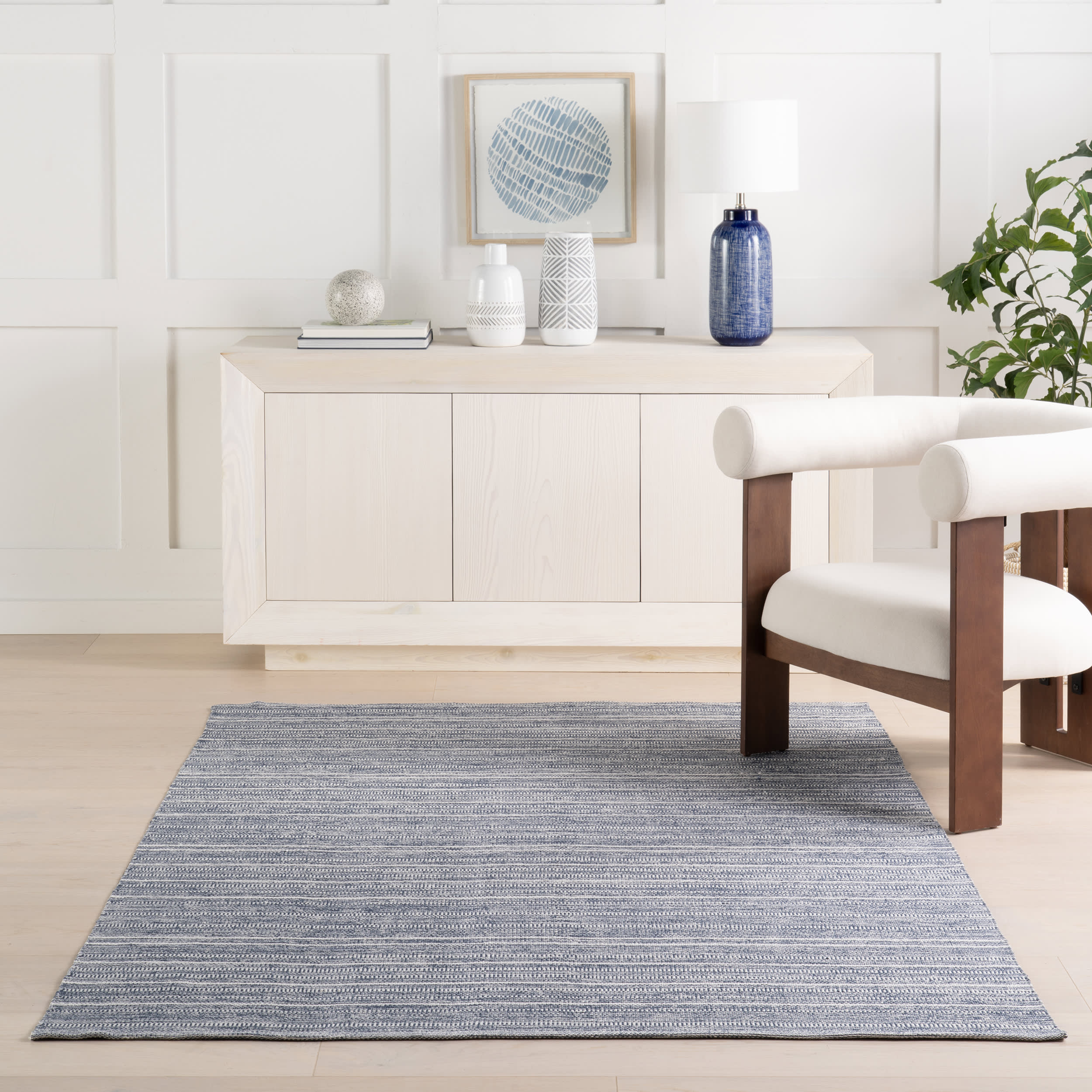 Skipper Stripe Handwoven Indoor/Outdoor Rug | Navy - Image 4