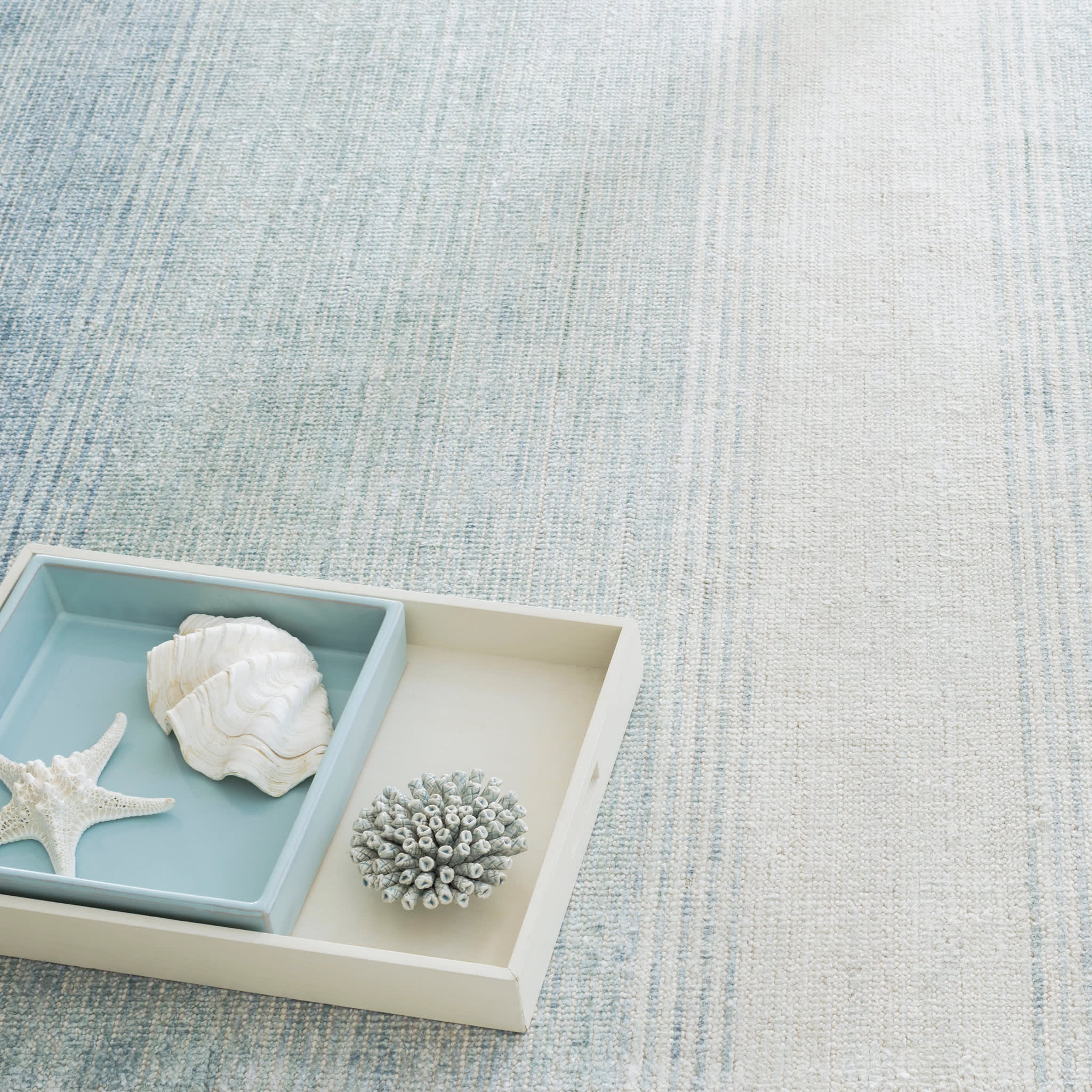Sky Moon Handwoven Cotton/Viscose Rug | Blue - Image 2