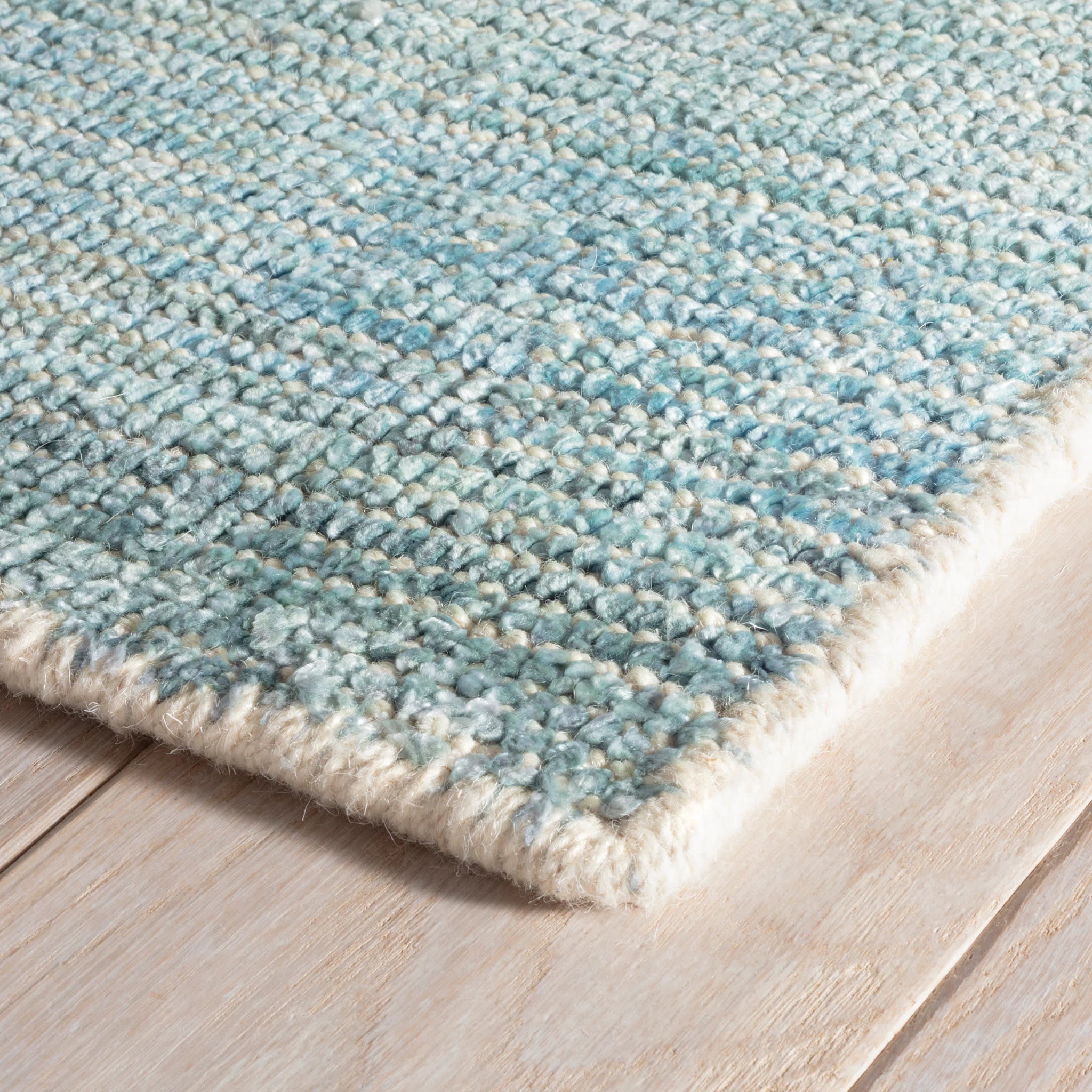 Sky Moon Handwoven Cotton/Viscose Rug | Blue - Image 3