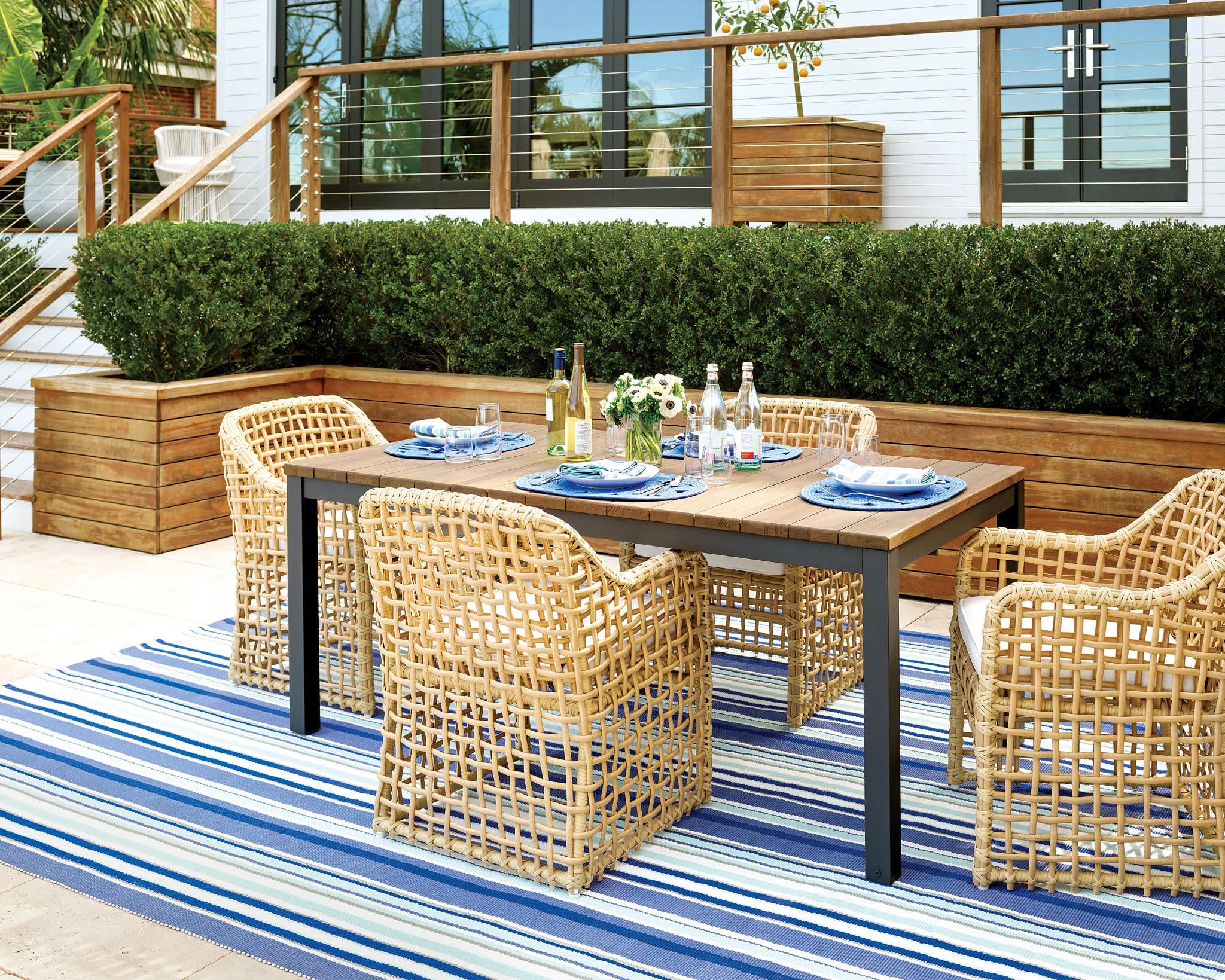 Skyler Stripe Handwoven Indoor/Outdoor Rug | Blue - Image 2