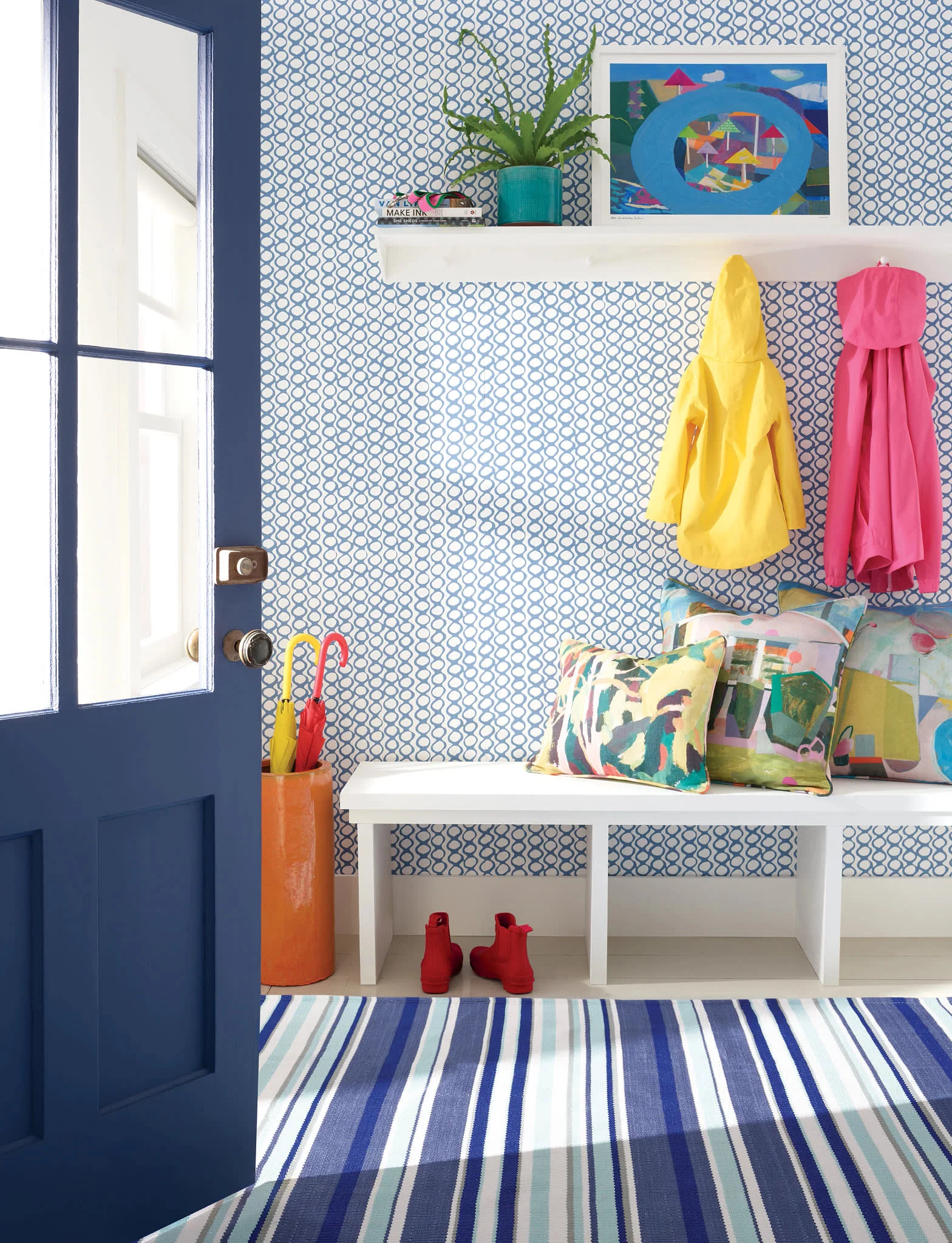 Skyler Stripe Handwoven Indoor/Outdoor Rug | Blue - Image 3