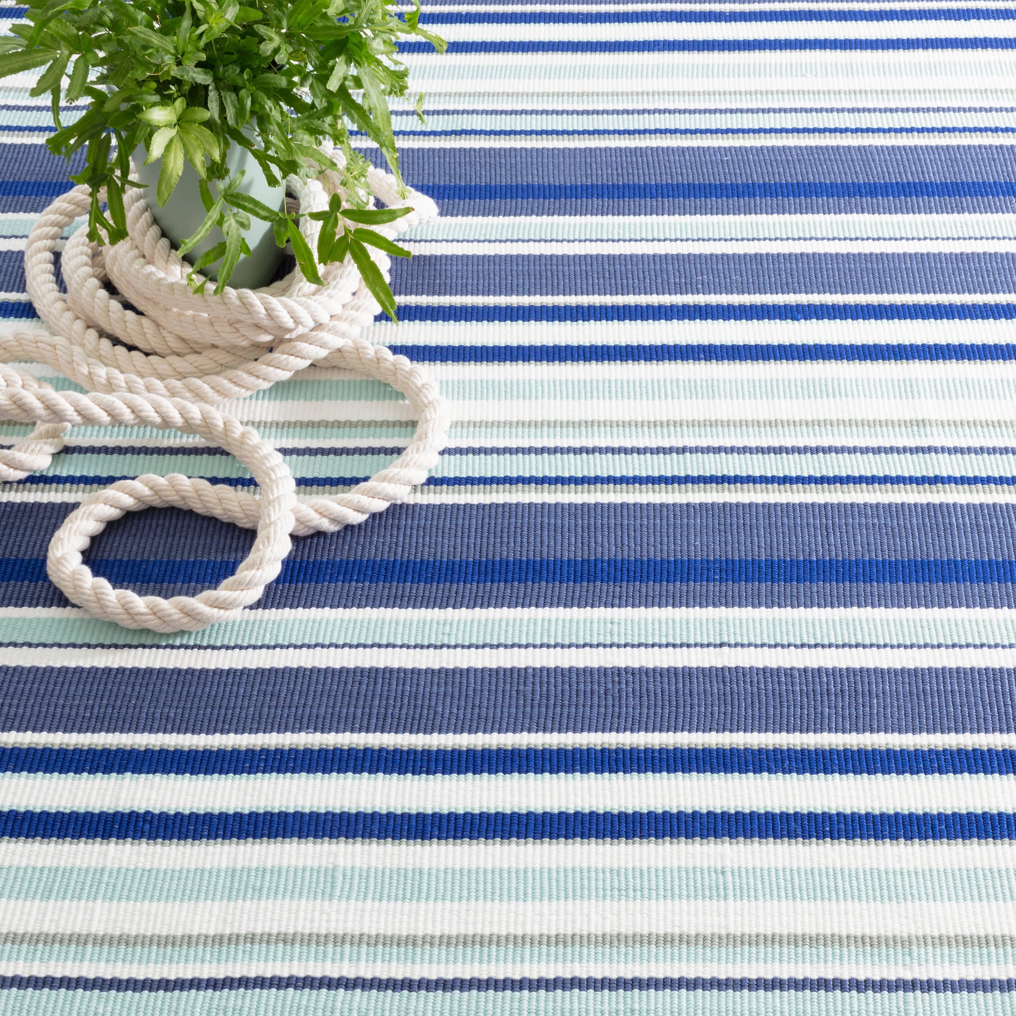 Skyler Stripe Handwoven Indoor/Outdoor Rug | Blue - Image 4