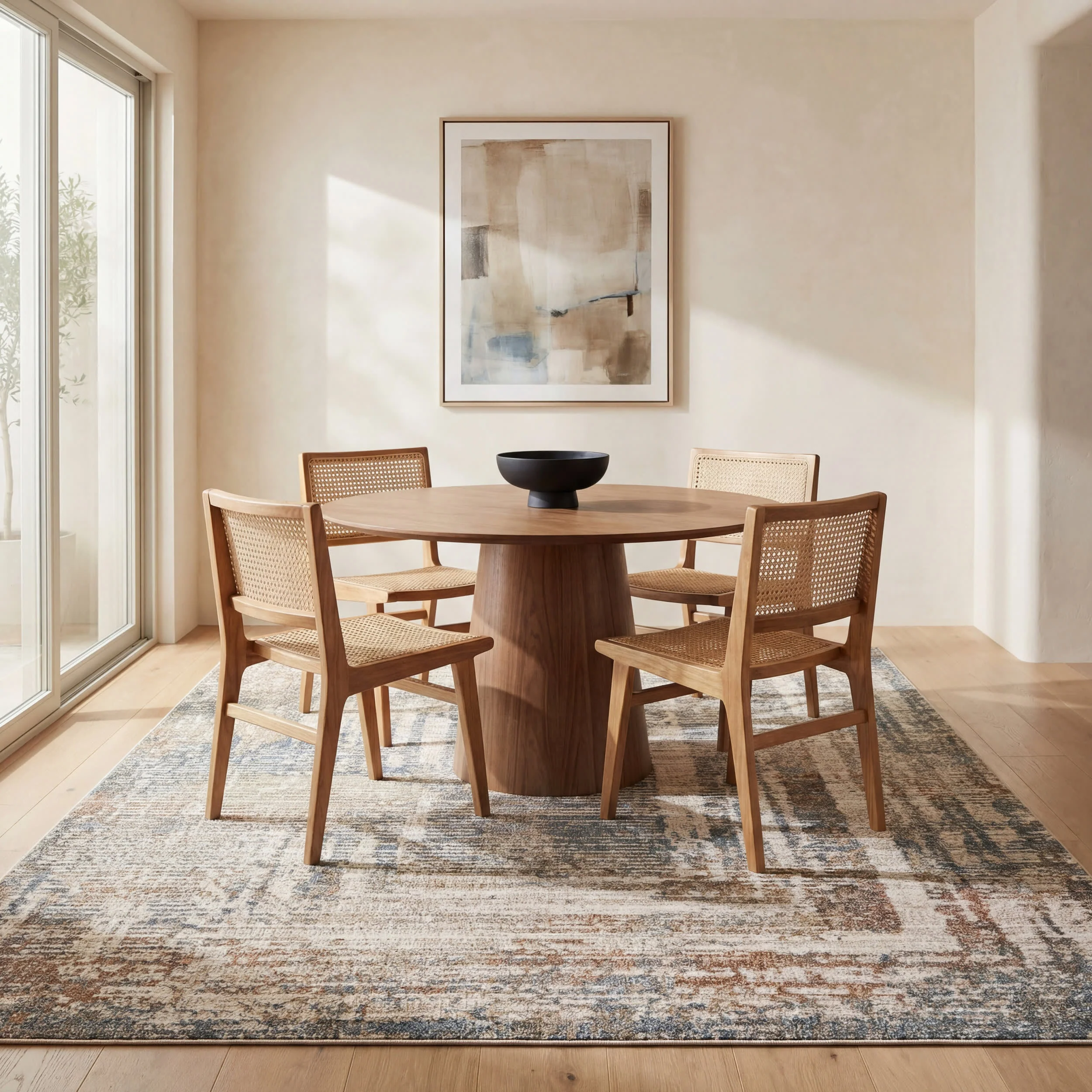 Slatewood Rustic Bordered Washable Rug | Tan - Image 7