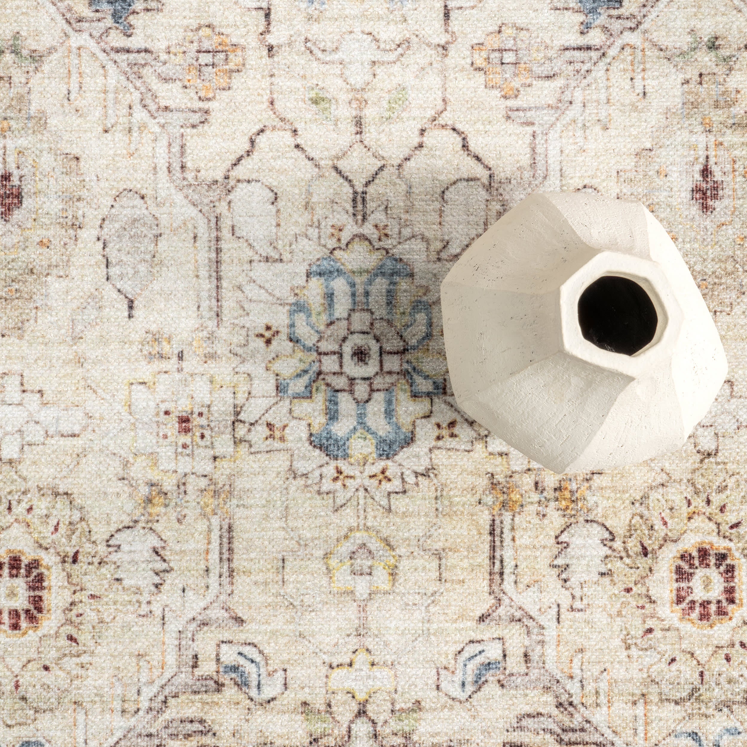 Sloan Vintage Floral Washable Rug | Beige - Image 7