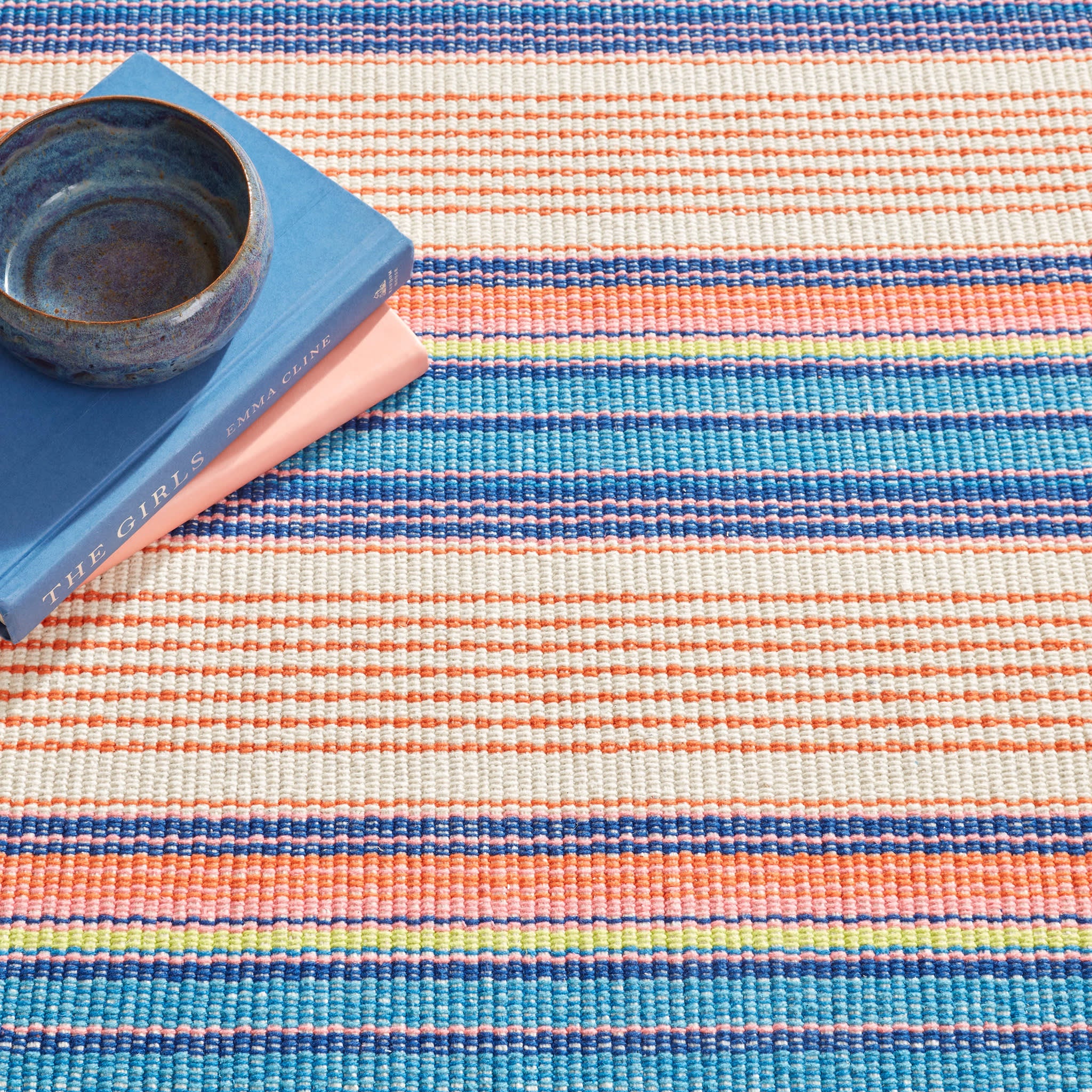 Sloane Stripe Handwoven Cotton Rug | Sunset - Image 3