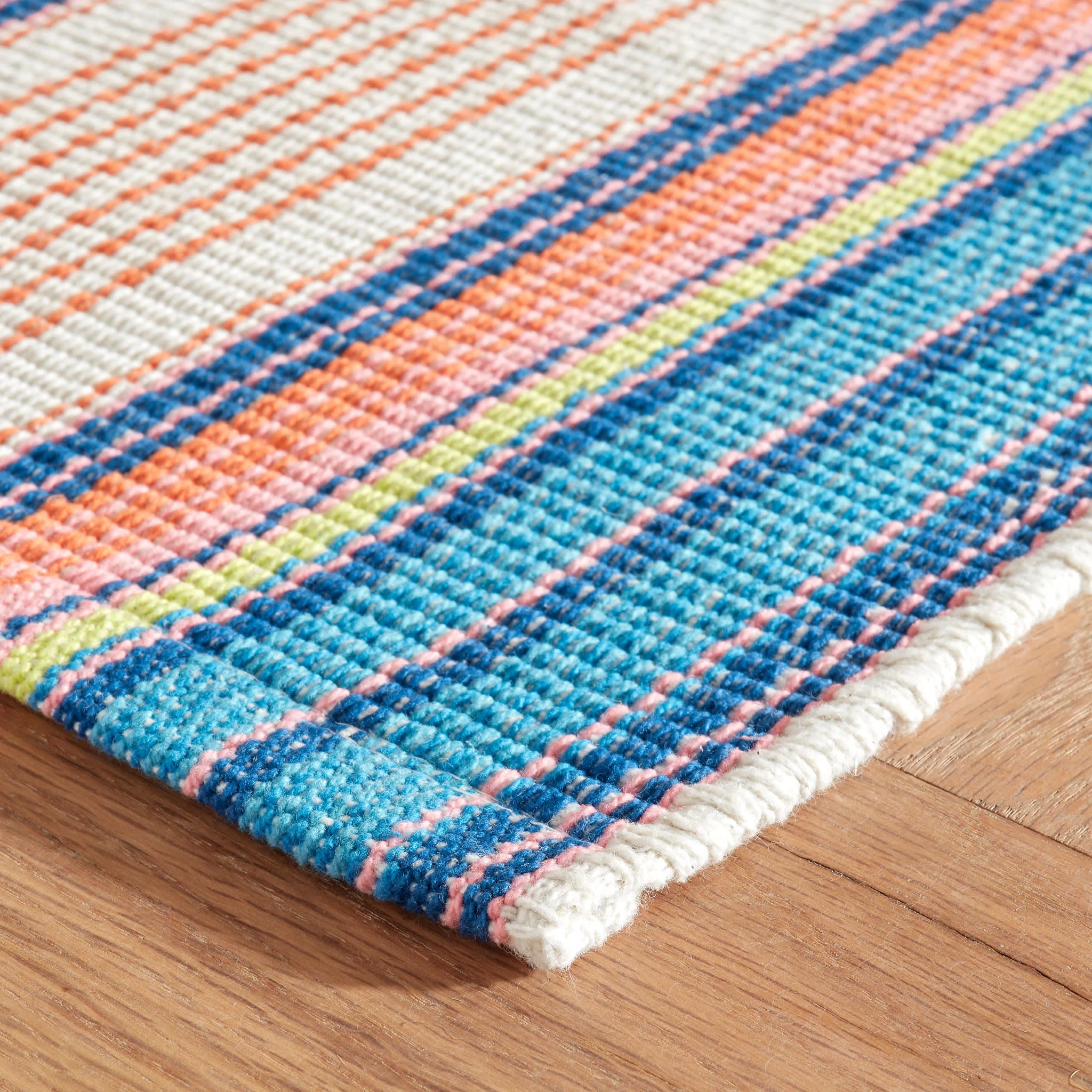 Sloane Stripe Handwoven Cotton Rug | Sunset - Image 5