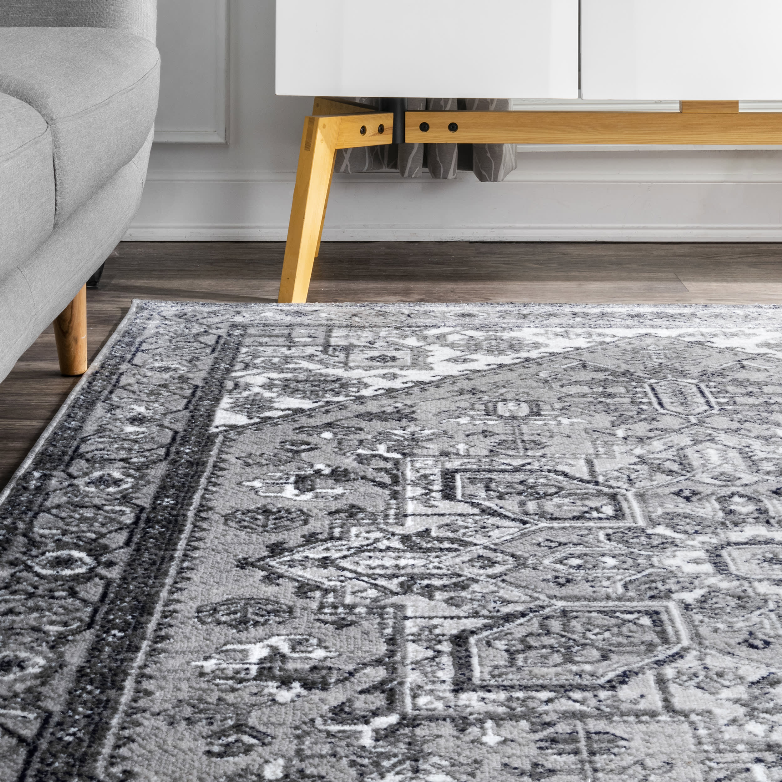 Snowflake Medallion Rug | Grey - Image 3